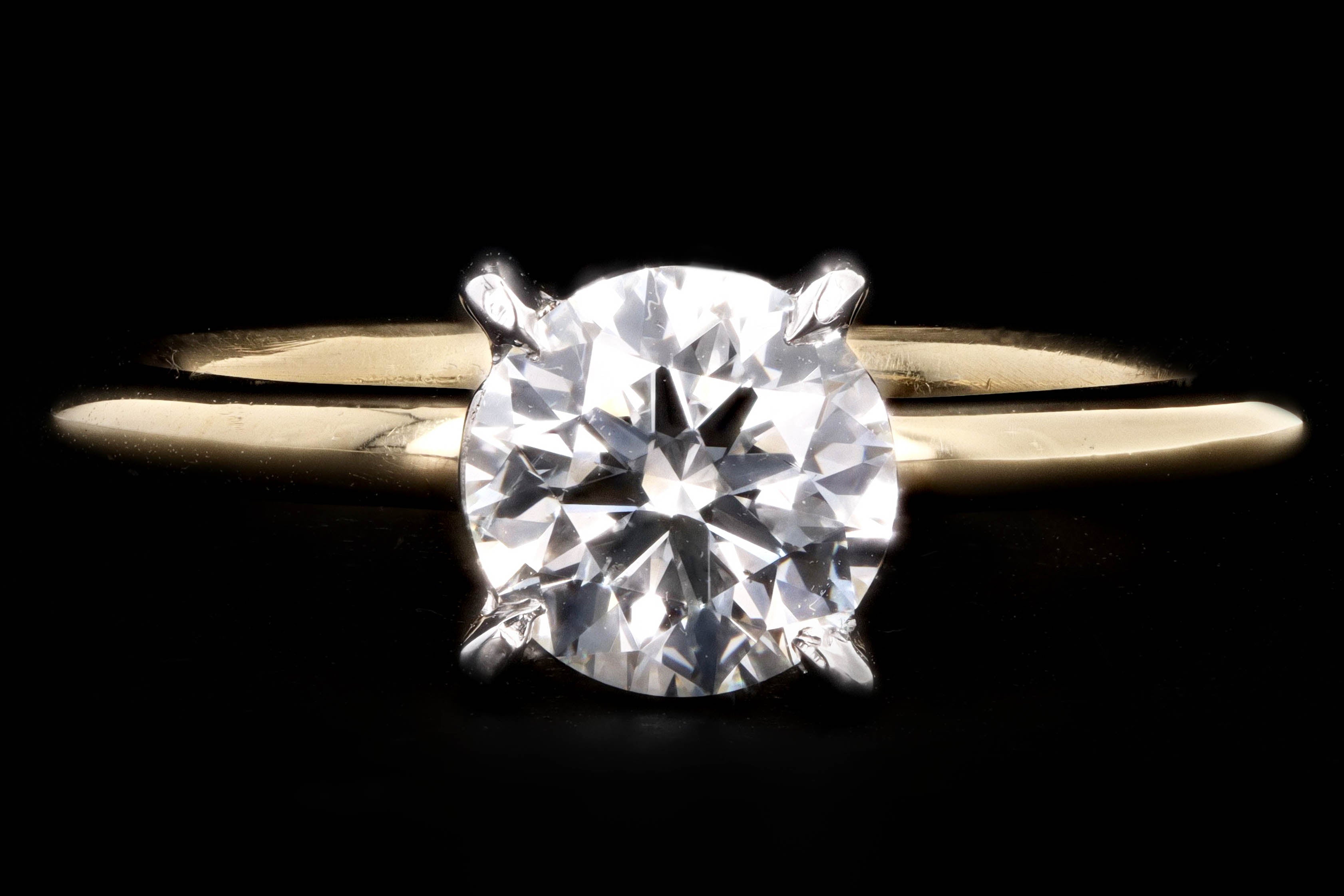 New Handmade 18K Yellow Gold & Platinum 1.02 Carat Round Brilliant Diamond Engagement Ring GIA Certified - Queen May