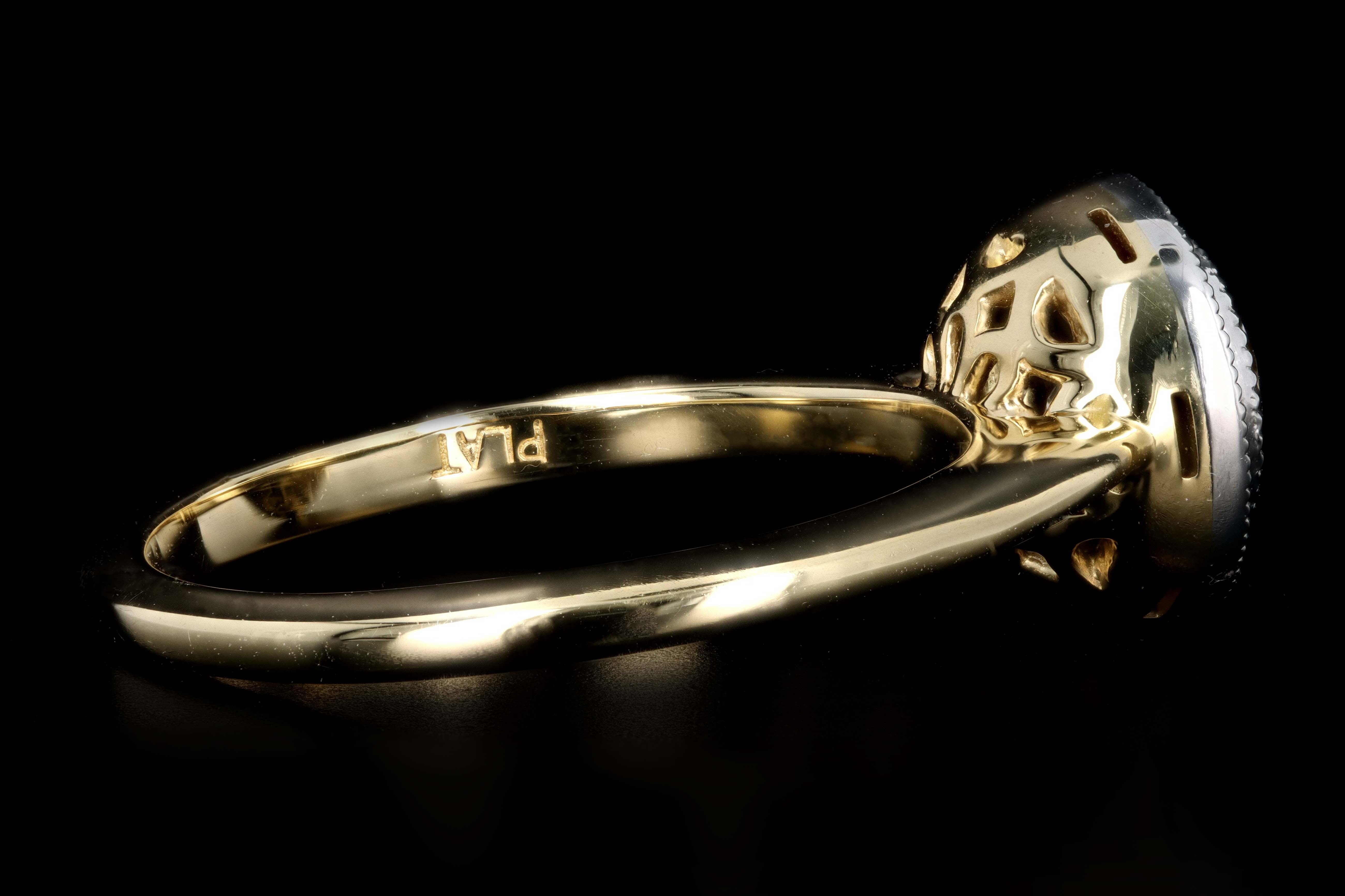 New 18K Yellow Gold & Platinum .99 Carat Old European Cut Diamond Halo Engagement Ring GIA Certified - Queen May