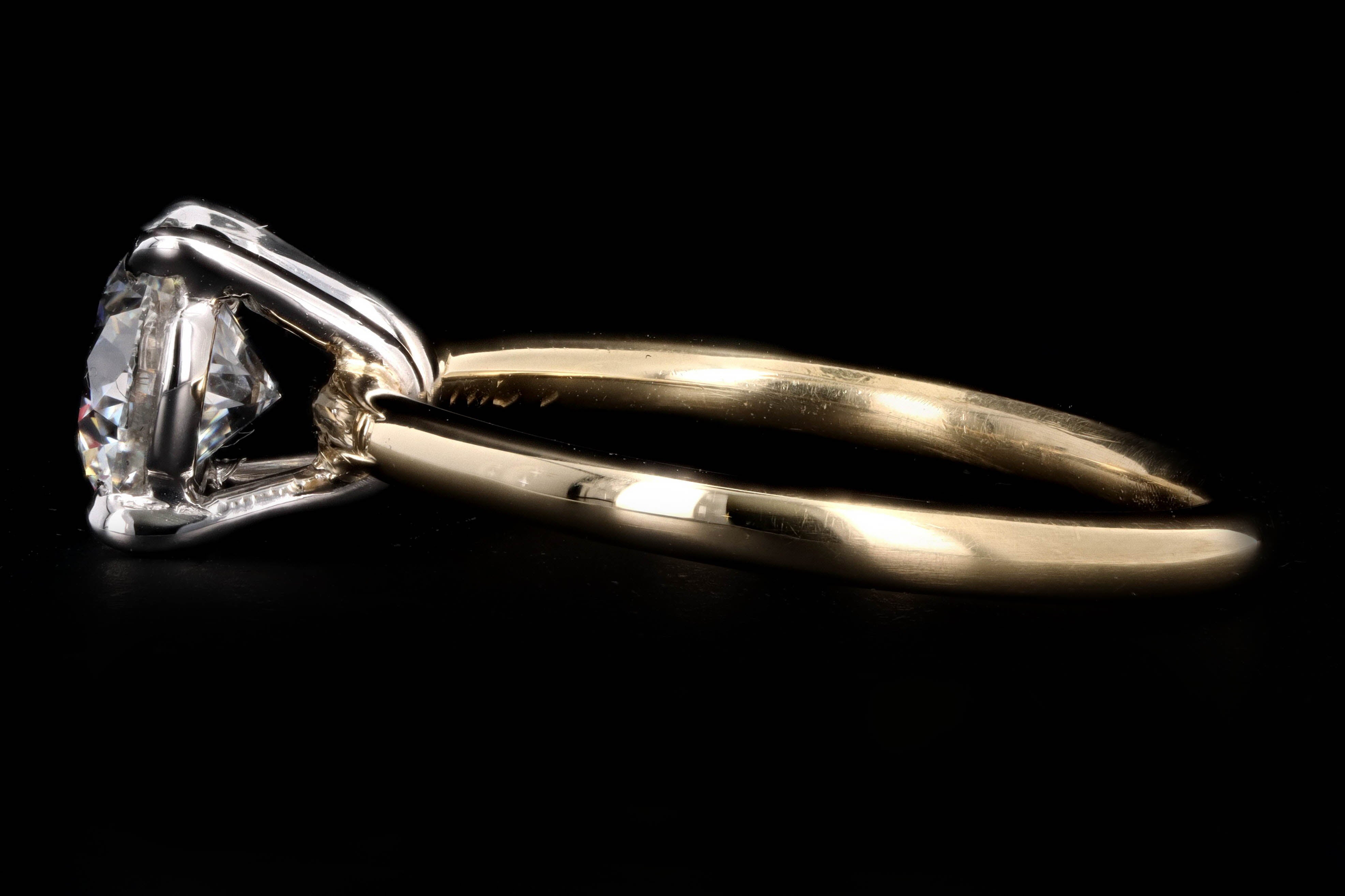 New Handmade 18K Yellow Gold & Platinum 1.02 Carat Round Brilliant Diamond Engagement Ring GIA Certified - Queen May