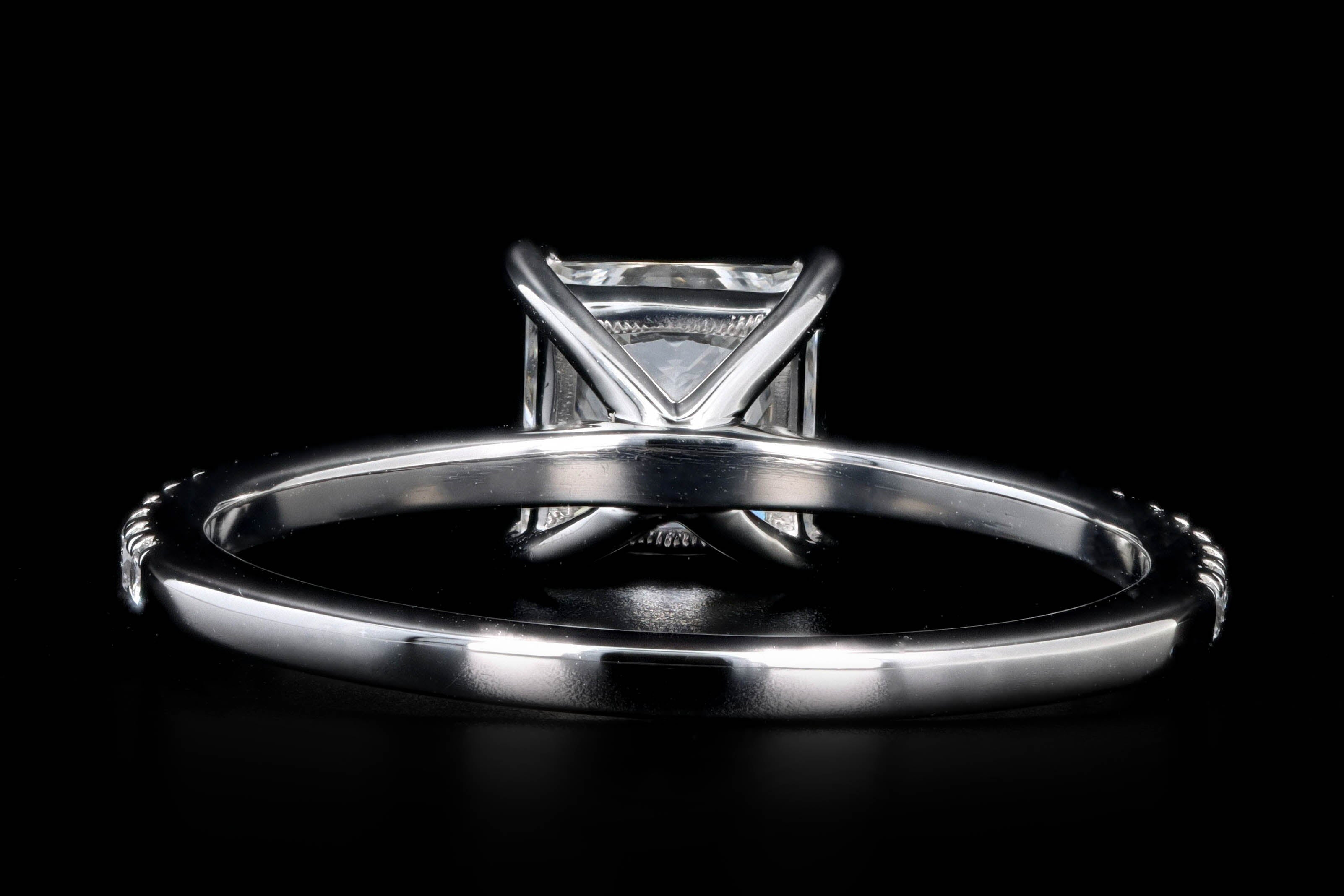 New Platinum 1.01 Carat Princess Cut Diamond Engagement Ring GIA Certified - Queen May