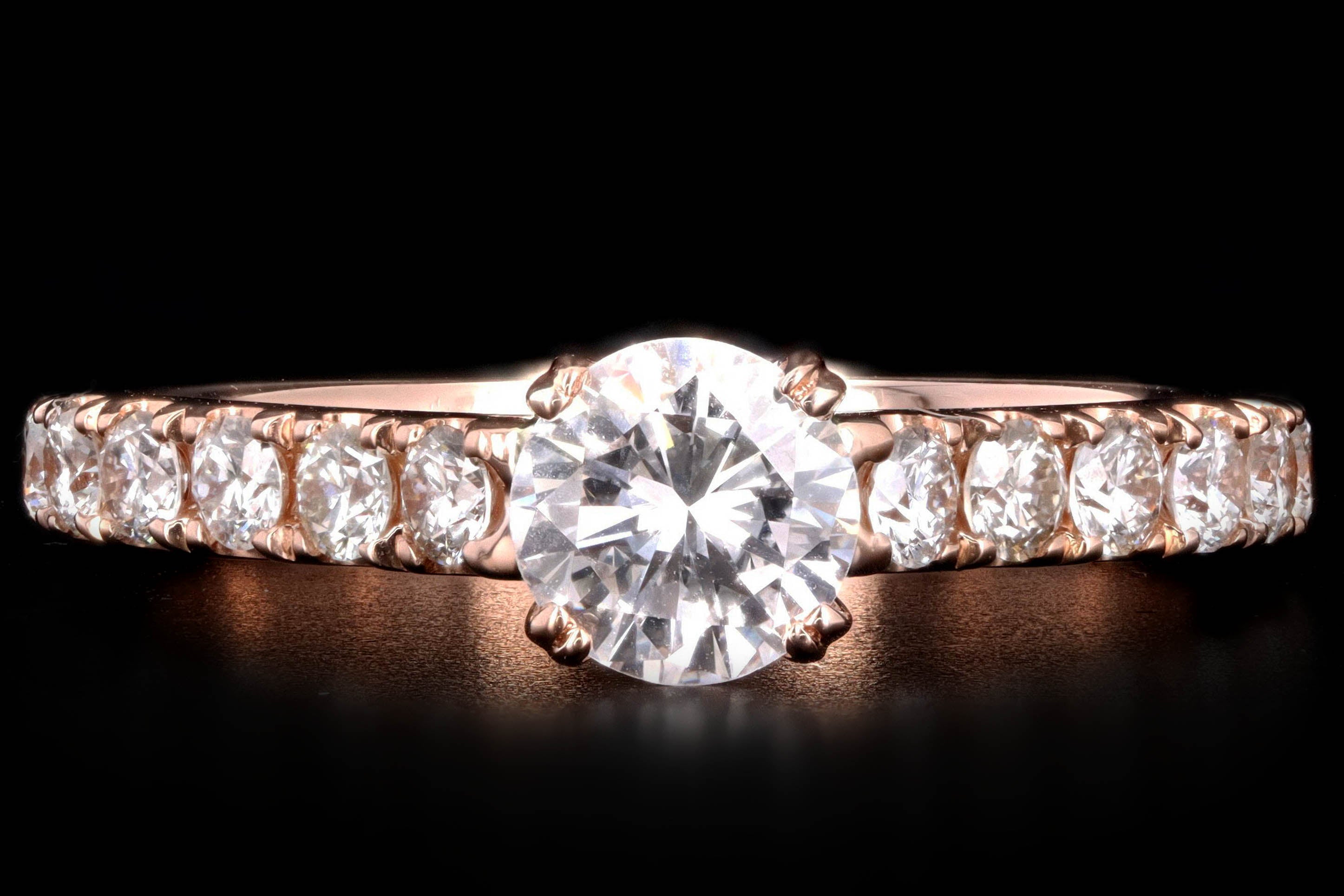 New 14K Rose Gold .54 Carat Round Brilliant Diamond Engagement Ring - Queen May