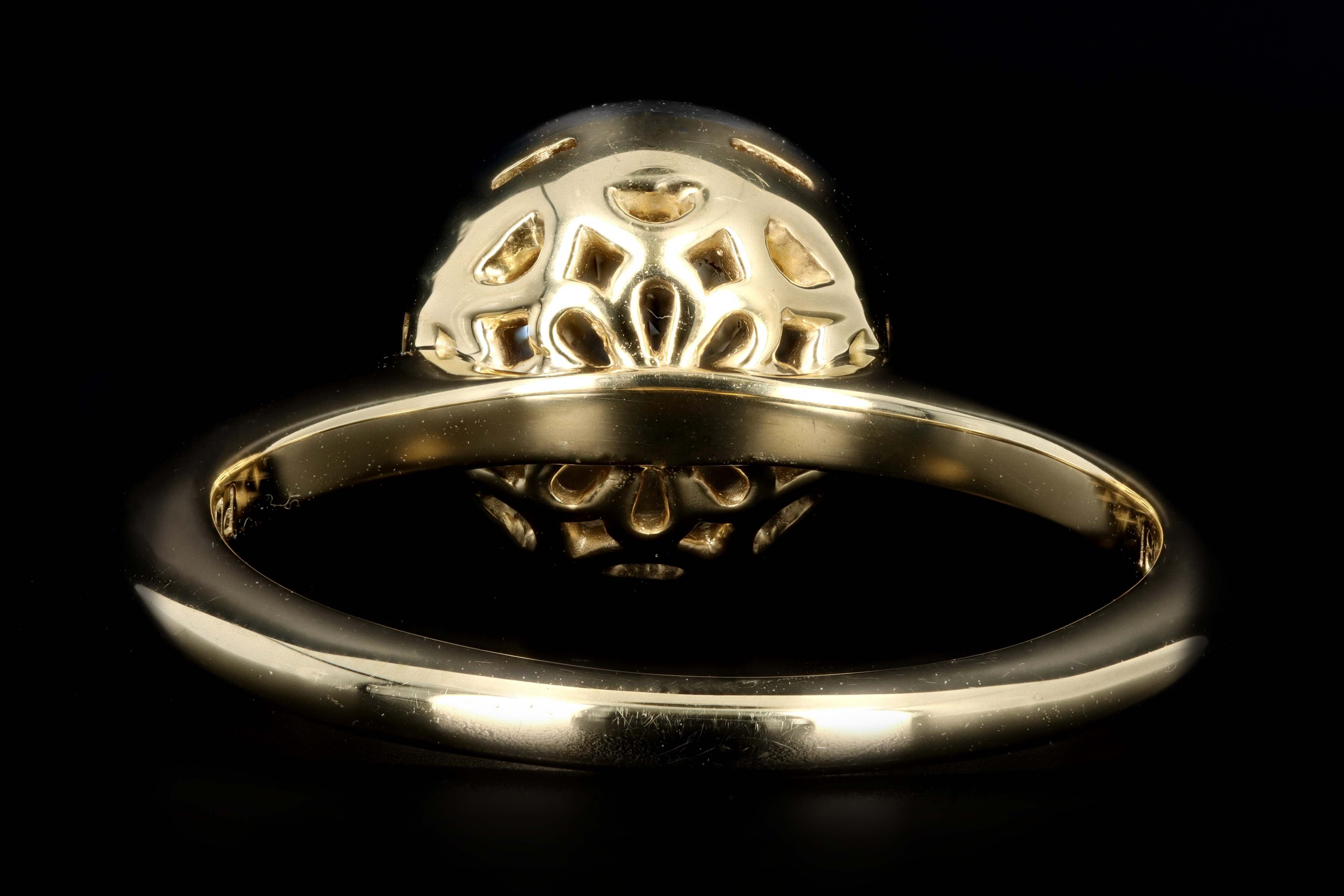 New 18K Yellow Gold & Platinum .99 Carat Old European Cut Diamond Halo Engagement Ring GIA Certified - Queen May