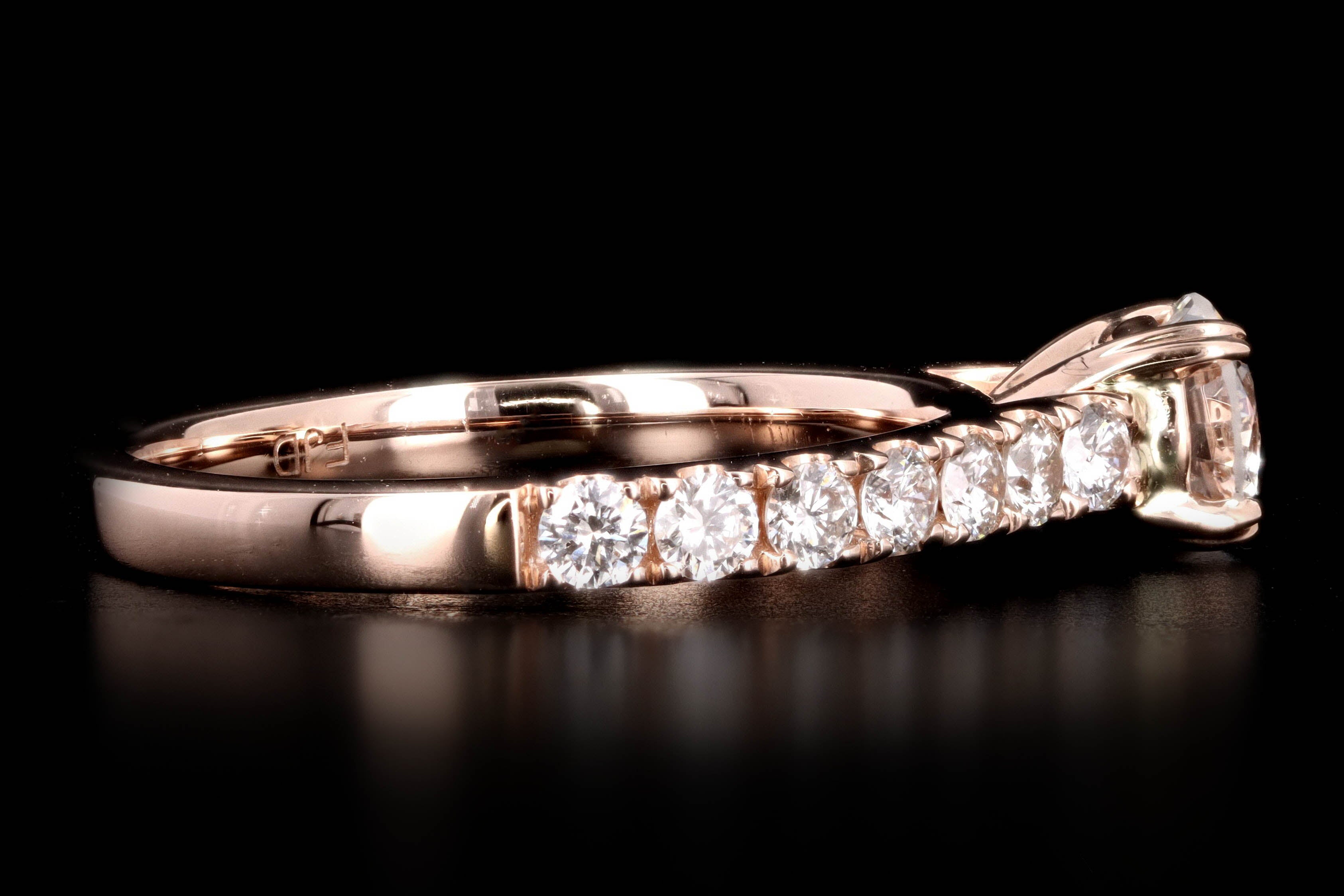 New 14K Rose Gold .54 Carat Round Brilliant Diamond Engagement Ring - Queen May