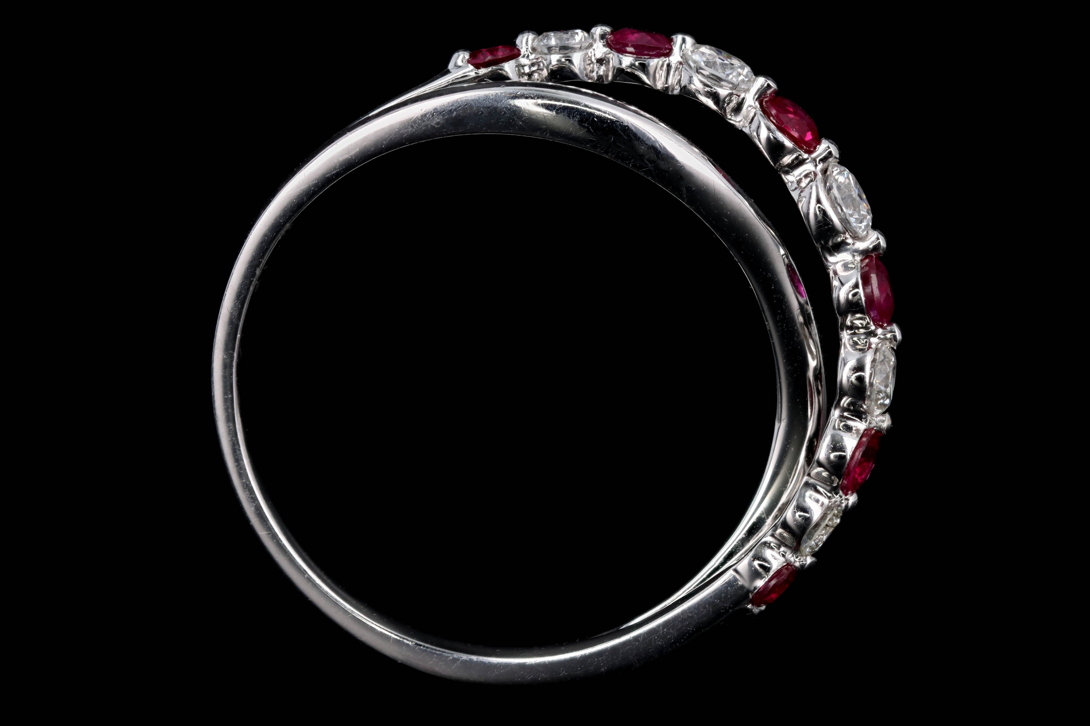 14K White Gold Ruby & Diamond Criss Cross Ring - Queen May