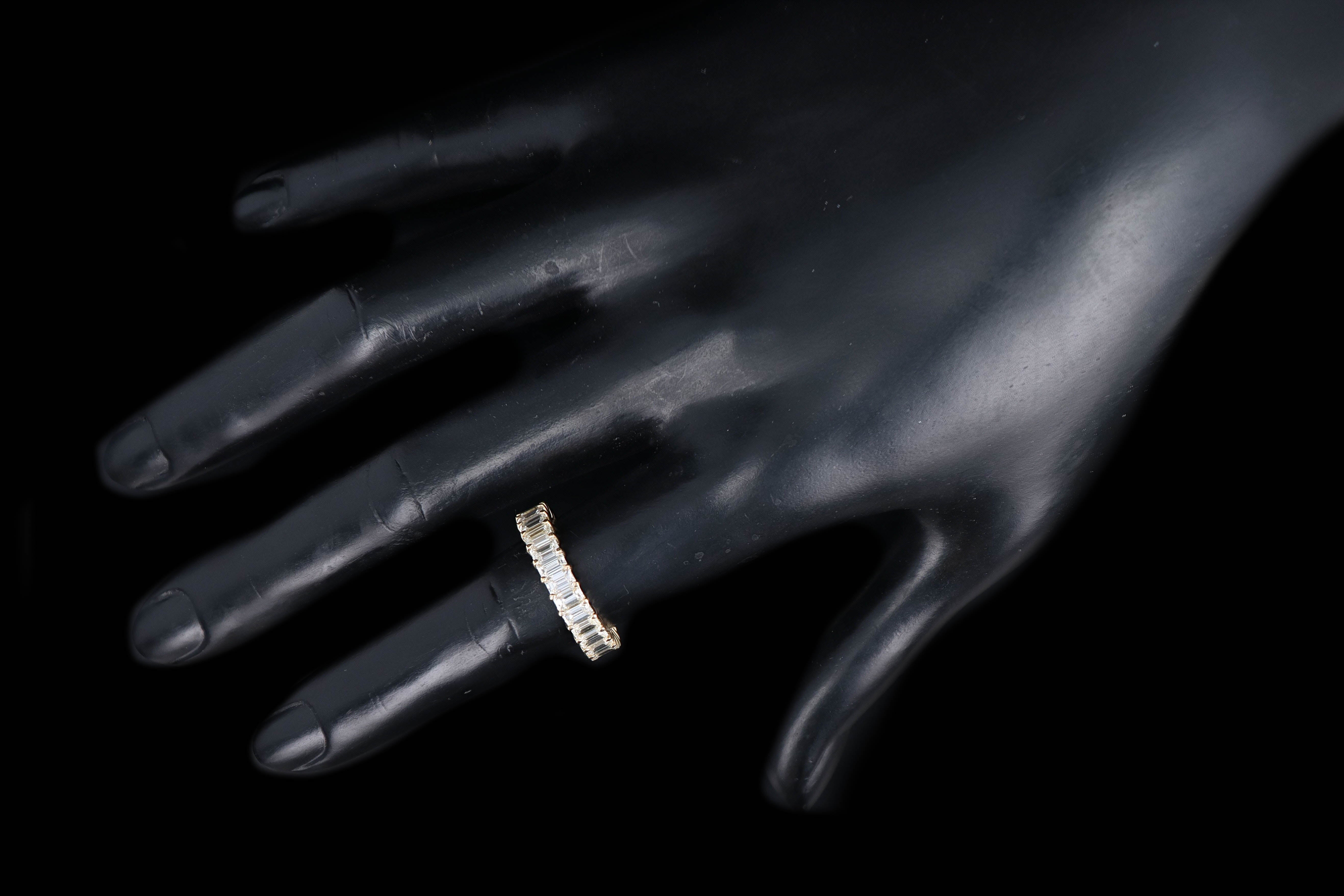 18K Yellow Gold 3.98 Carat Emerald Cut Diamond Eternity Band - Queen May