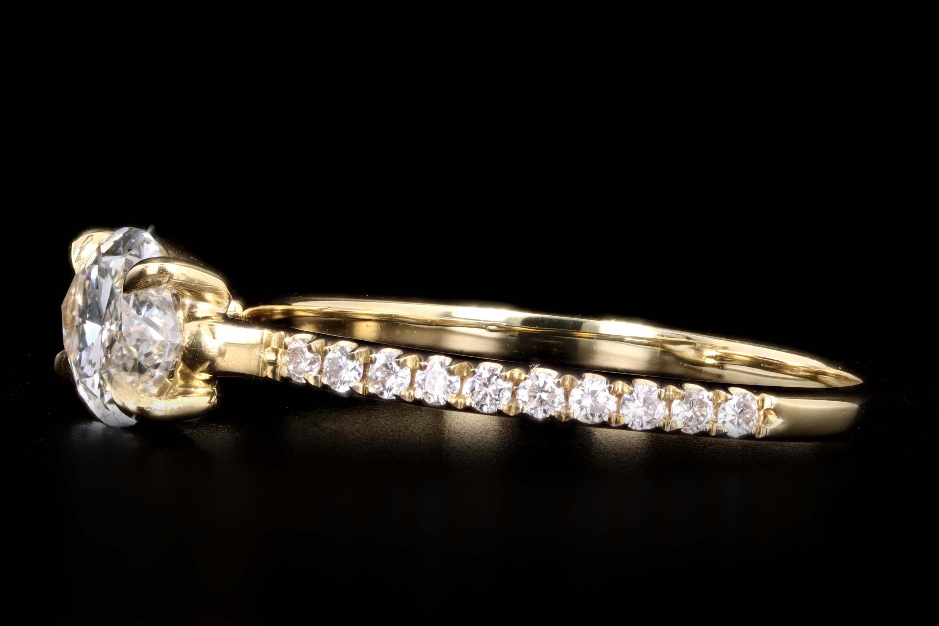 18K Yellow Gold .89 Carat Marquise Diamond Engagement Ring GIA Certified - Queen May