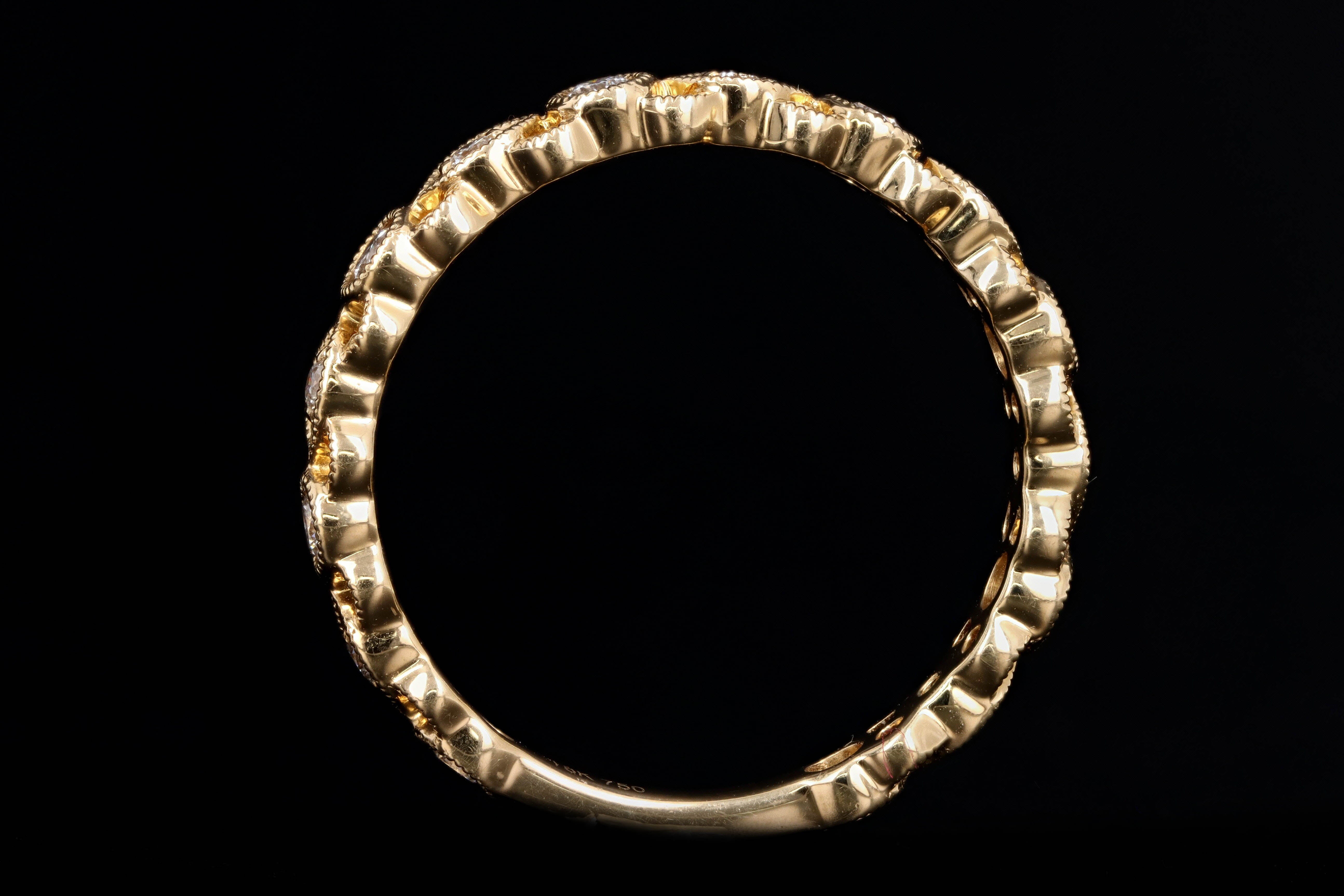 18K Yellow Gold .34 Carat Round Brilliant Cut Diamond Band - Queen May