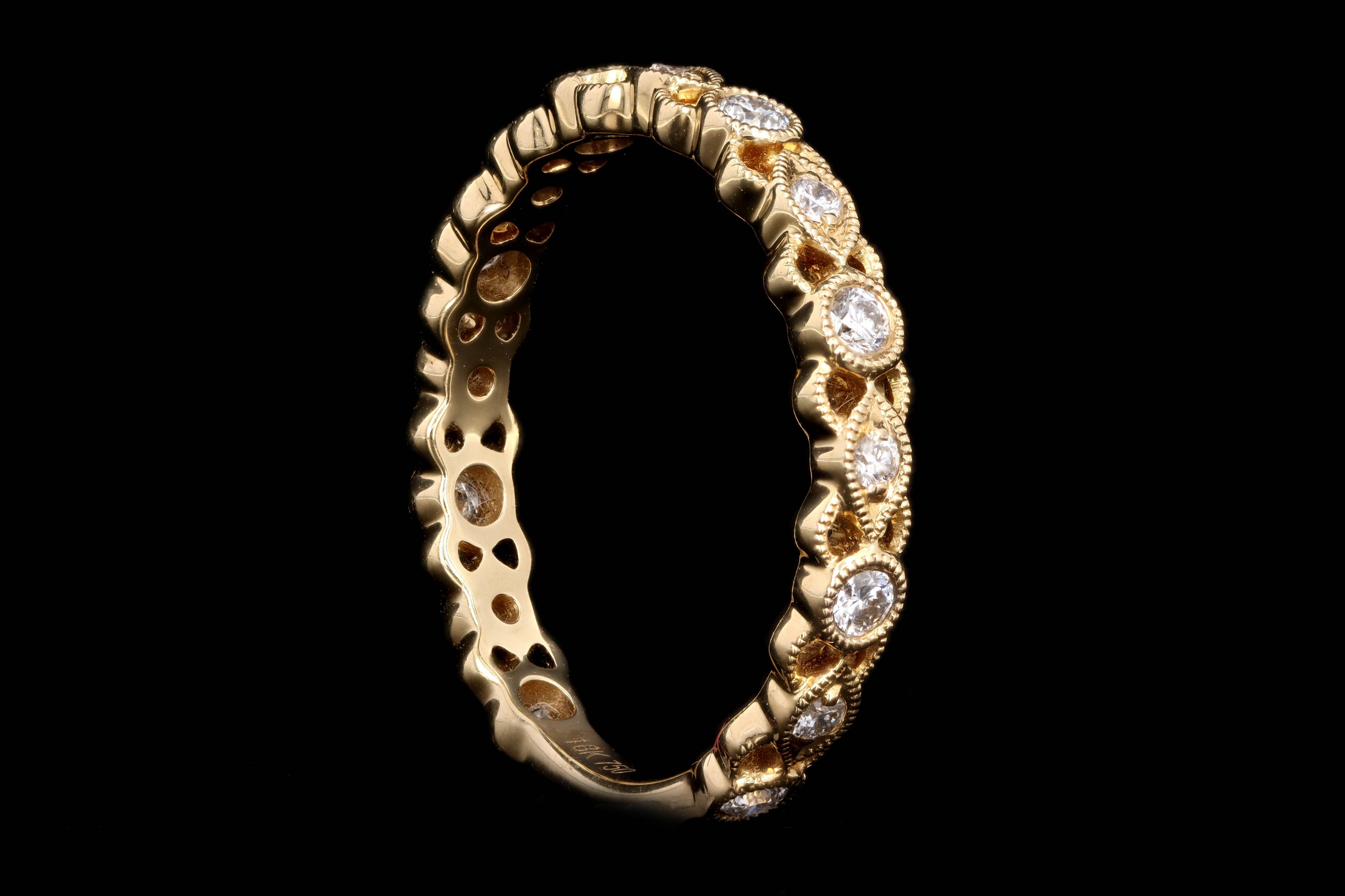 18K Yellow Gold .34 Carat Round Brilliant Cut Diamond Band - Queen May