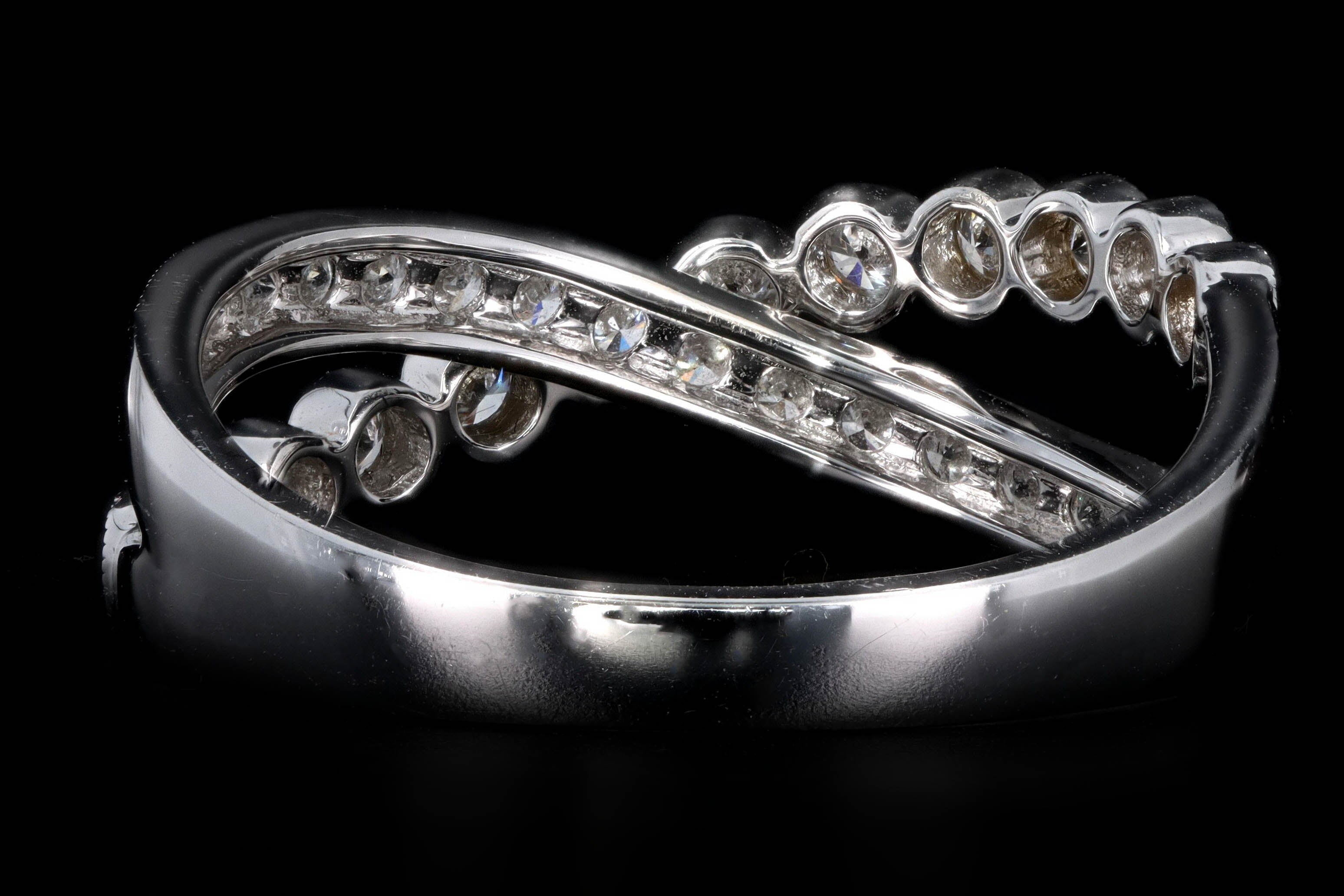 New 18K White Gold .54 Carat Round Brilliant Diamond Criss Cross Band - Queen May
