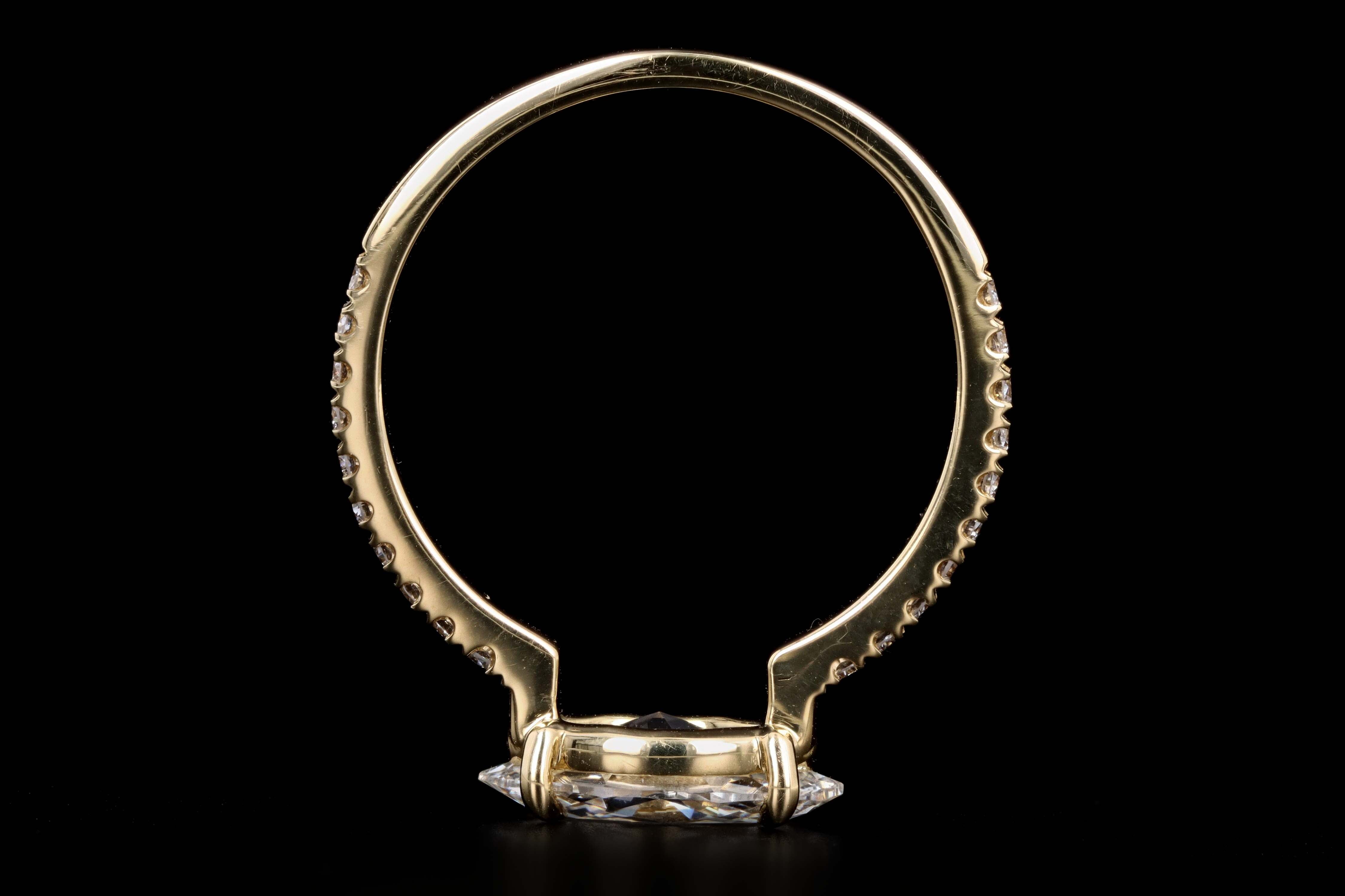 18K Yellow Gold .89 Carat Marquise Diamond Engagement Ring GIA Certified - Queen May