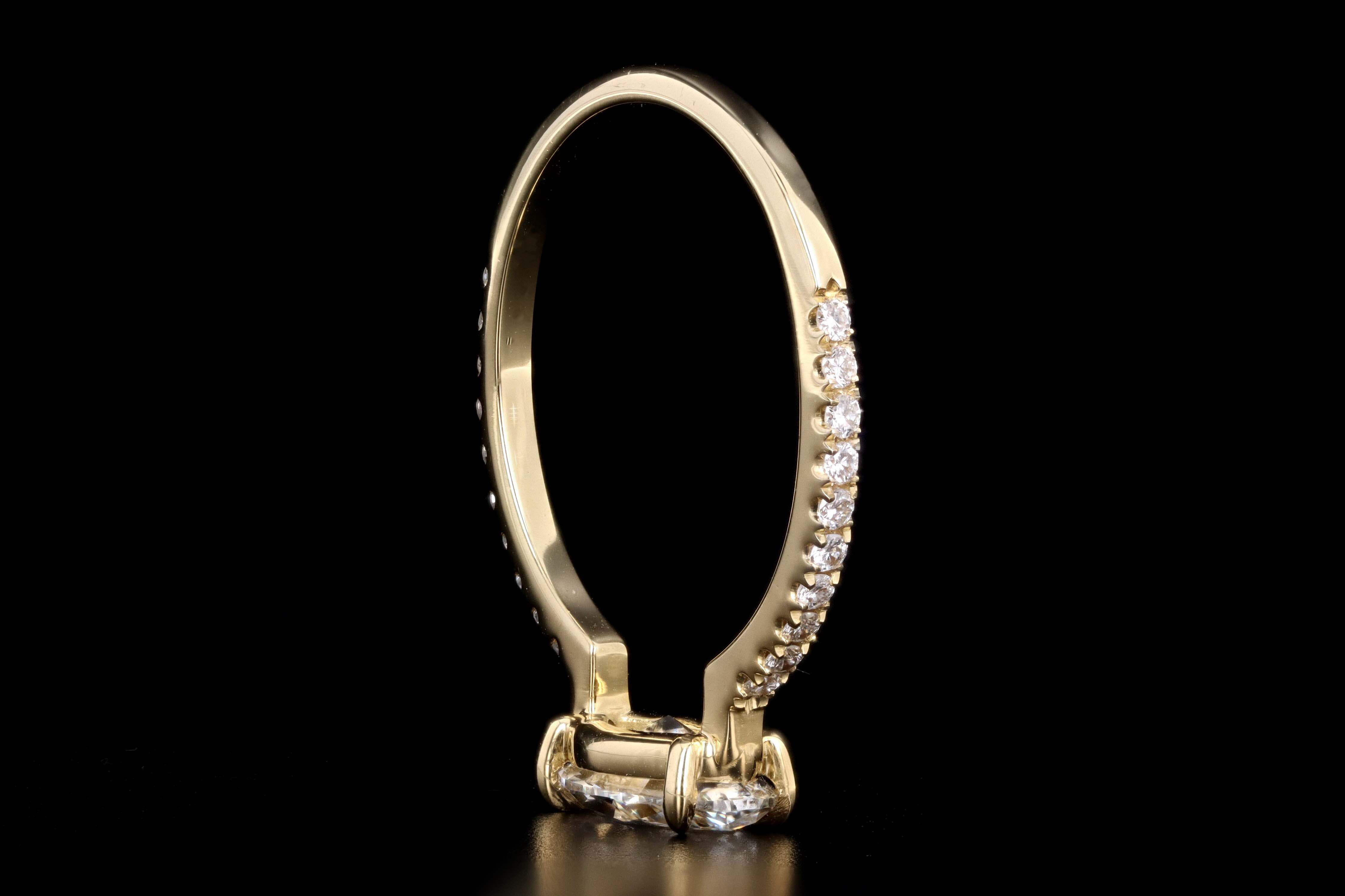 18K Yellow Gold .89 Carat Marquise Diamond Engagement Ring GIA Certified - Queen May