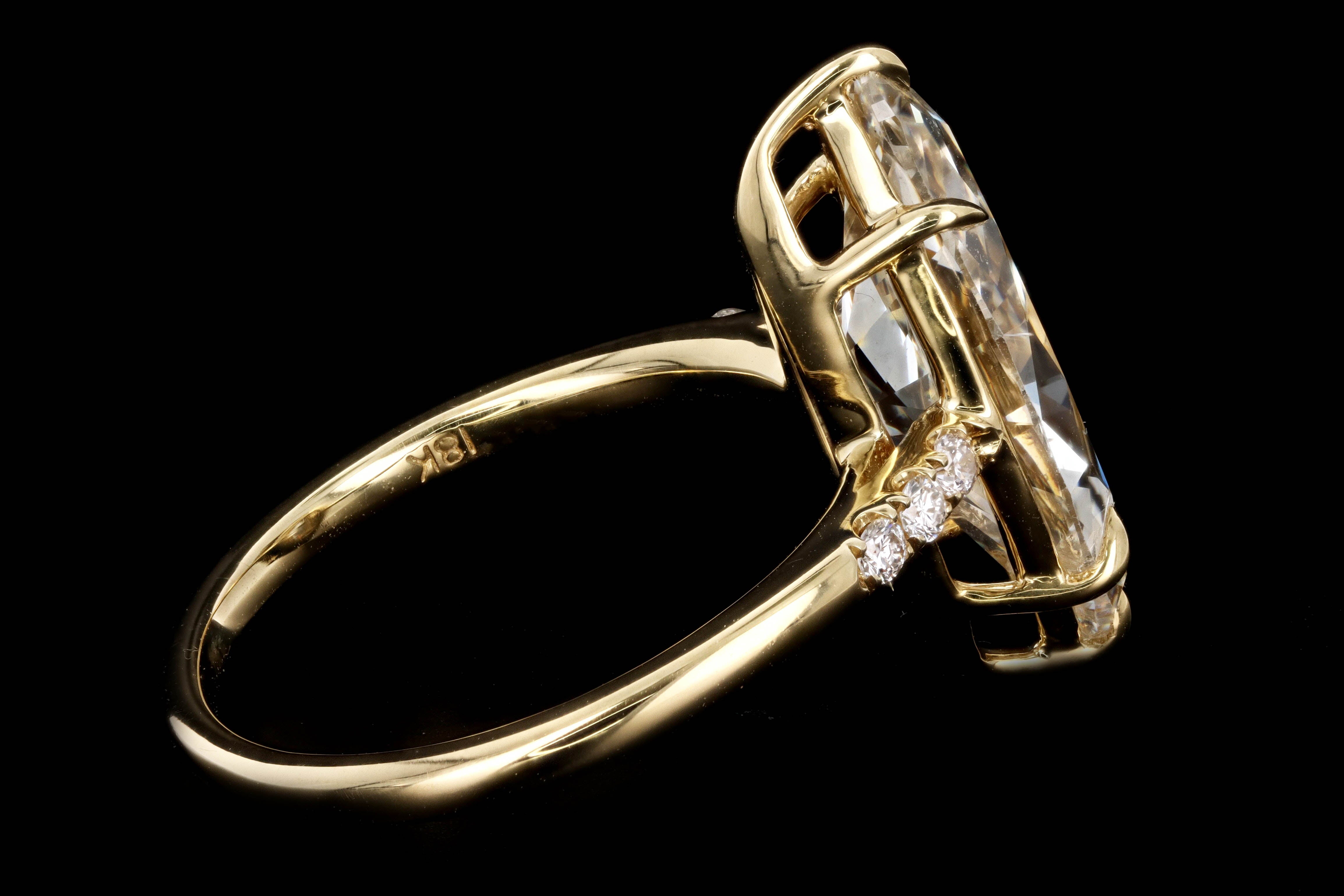 New Vintage Inspired 18K Yellow Gold 4.63 Carat Marquise Cut Diamond Engagement Ring GIA Certified - Queen May
