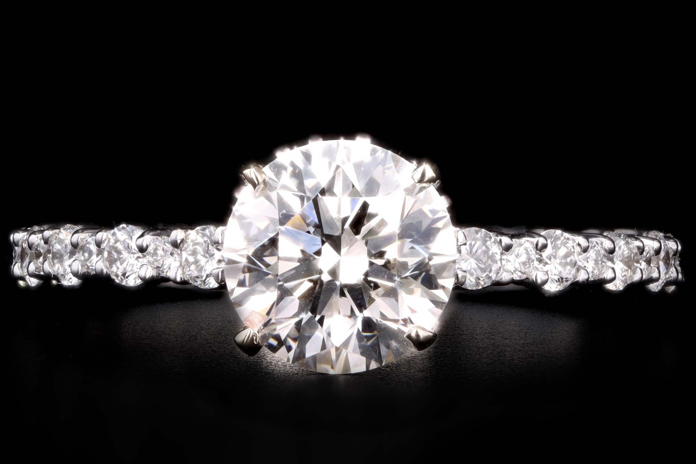 Modern 18K White Gold 1.36 Carat Round Brilliant Diamond Engagement Ring GIA Certified - Queen May