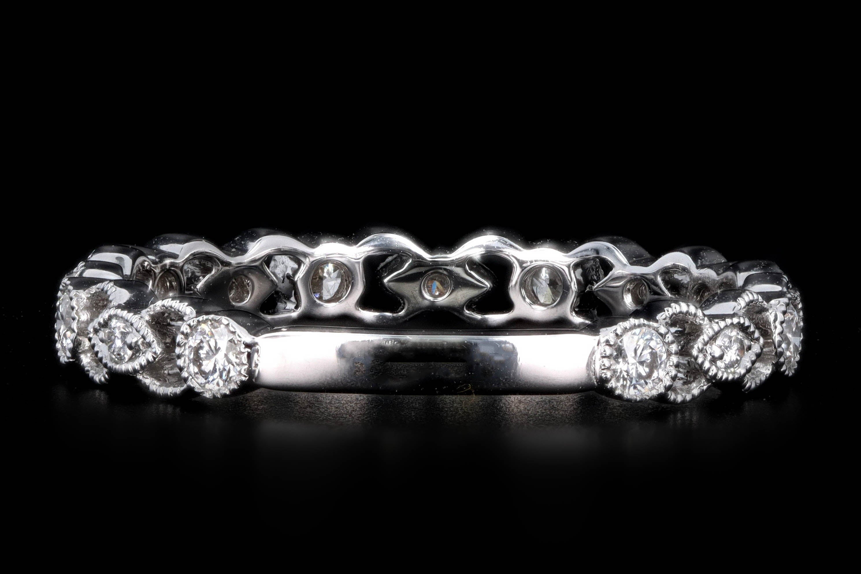 New 18K White Gold .29 Carat Round Brilliant Diamond Band - Queen May