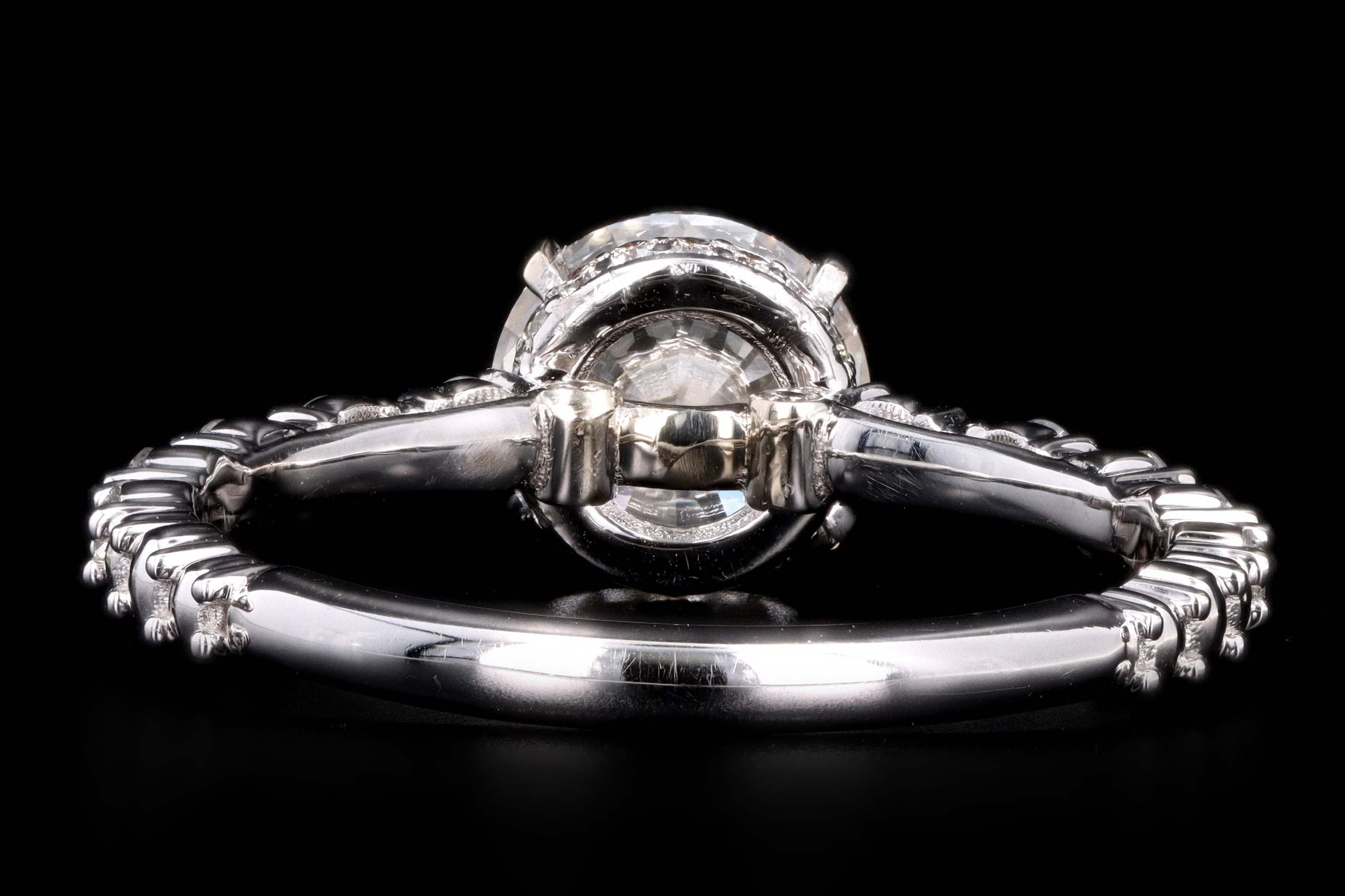 Modern 18K White Gold 1.36 Carat Round Brilliant Diamond Engagement Ring GIA Certified - Queen May