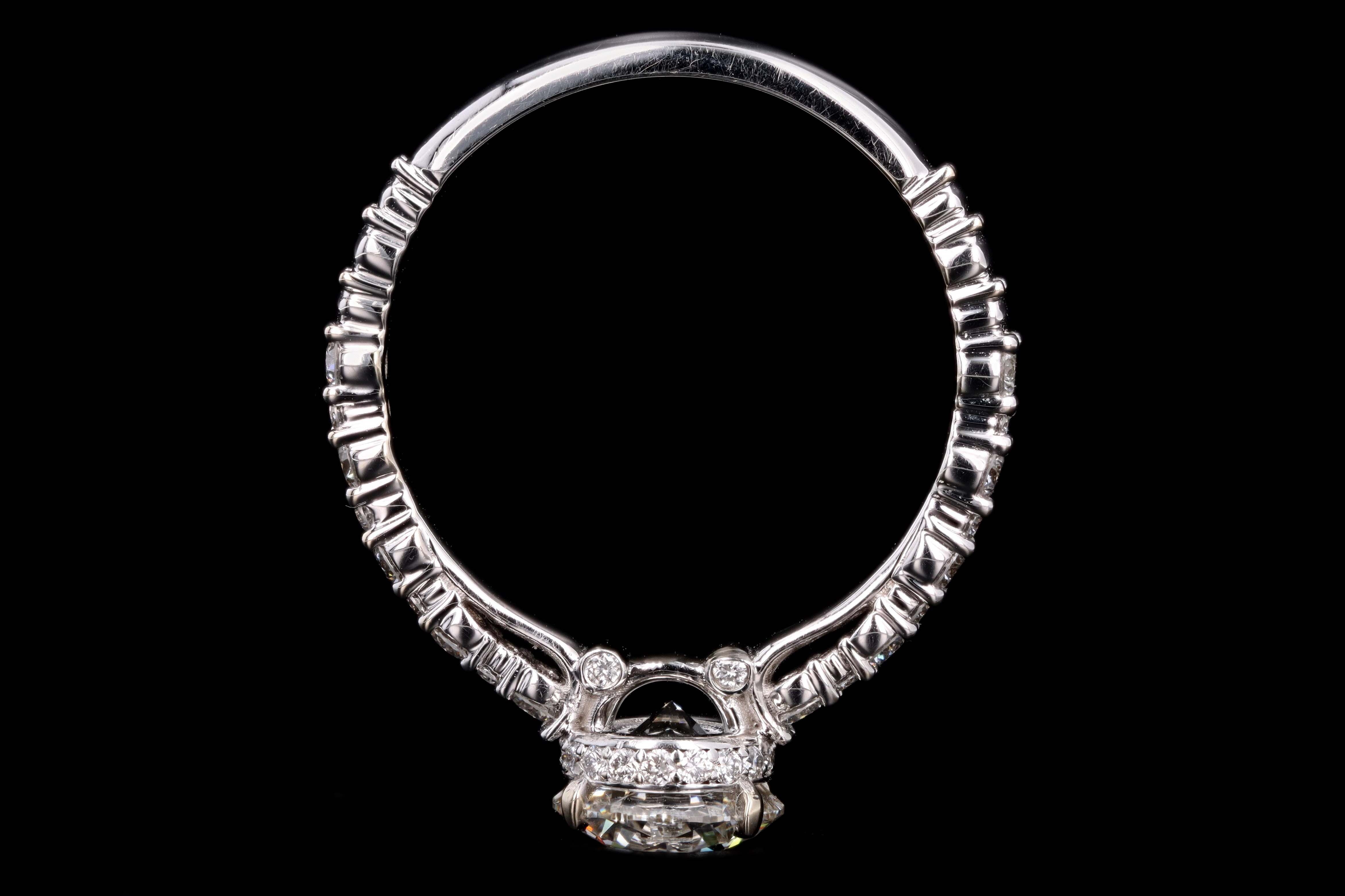 Modern 18K White Gold 1.36 Carat Round Brilliant Diamond Engagement Ring GIA Certified - Queen May