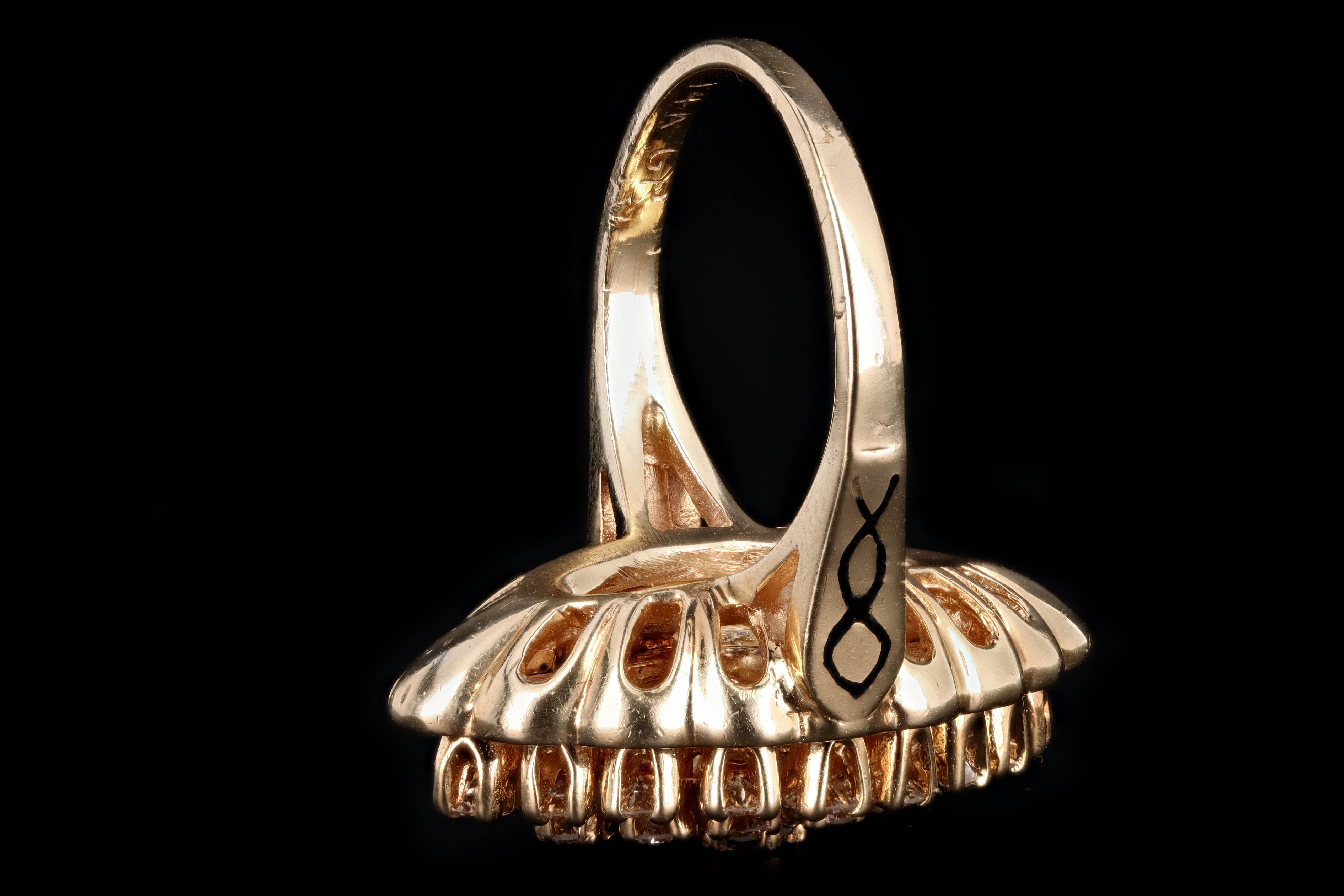 Modern Victorian Inspired 14K Yellow Gold 1.25 Carat Round Brilliant Diamond Navette Cluster Ring - Queen May