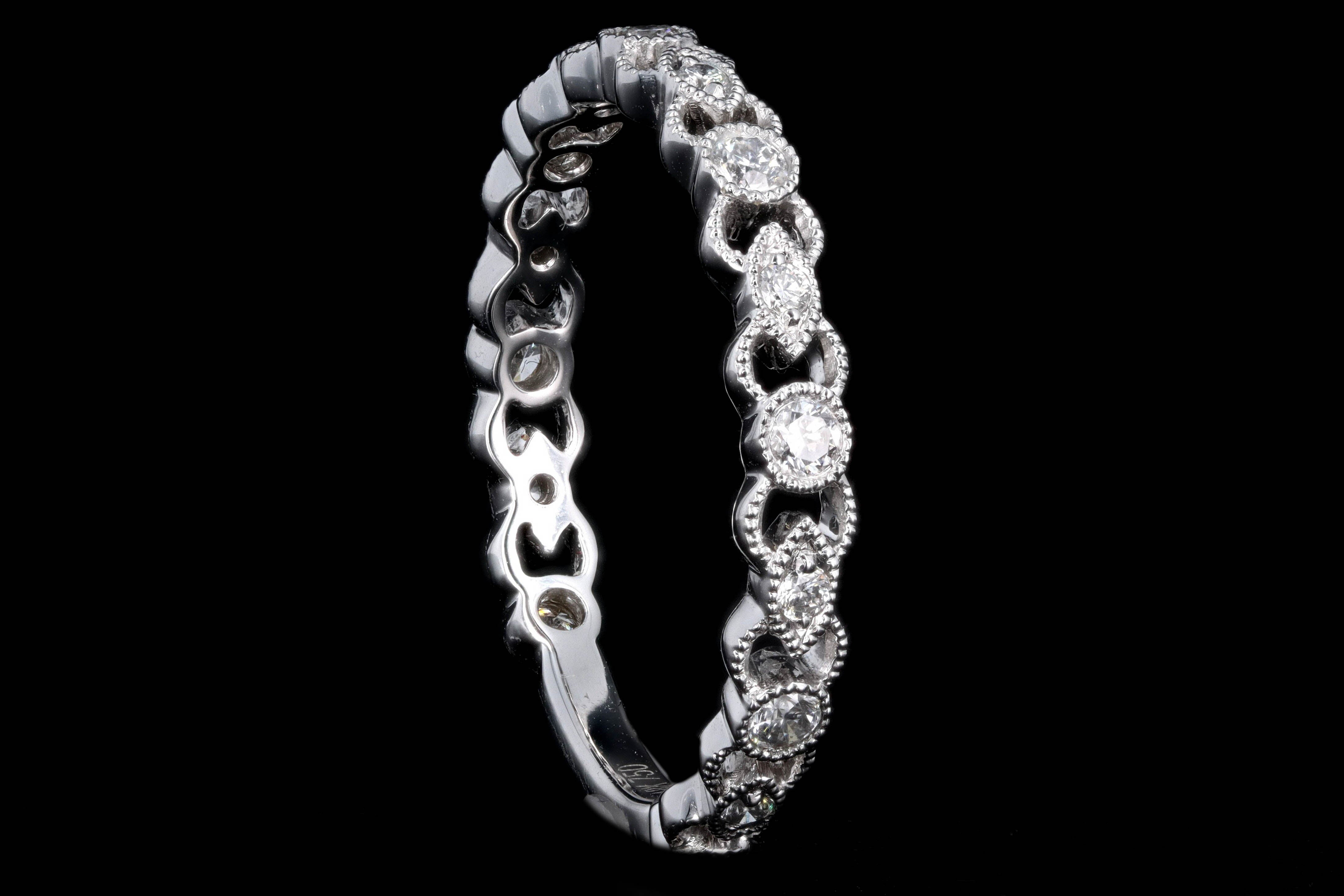 New 18K White Gold .29 Carat Round Brilliant Diamond Band - Queen May