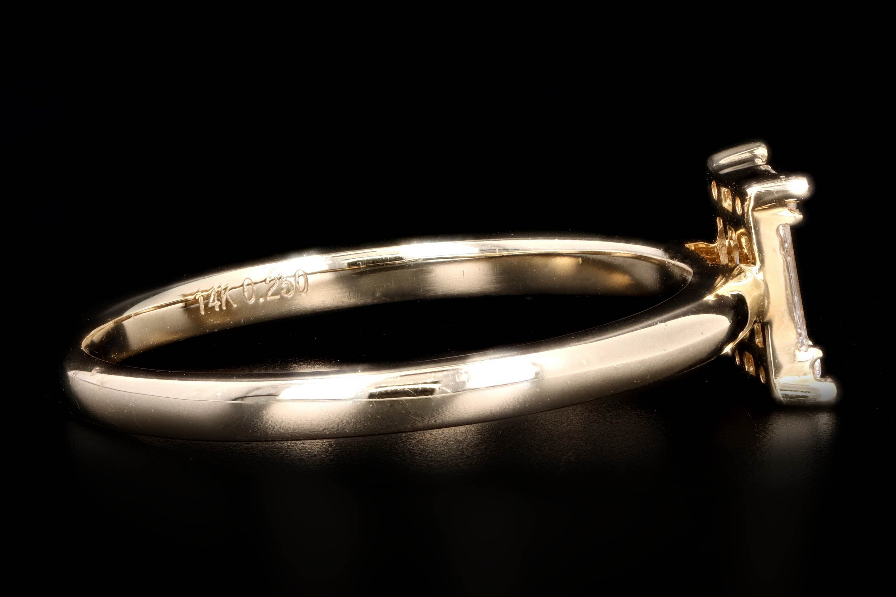 New 14K Gold Baguette & Round Brilliant Diamond Mosaic Ring - Queen May