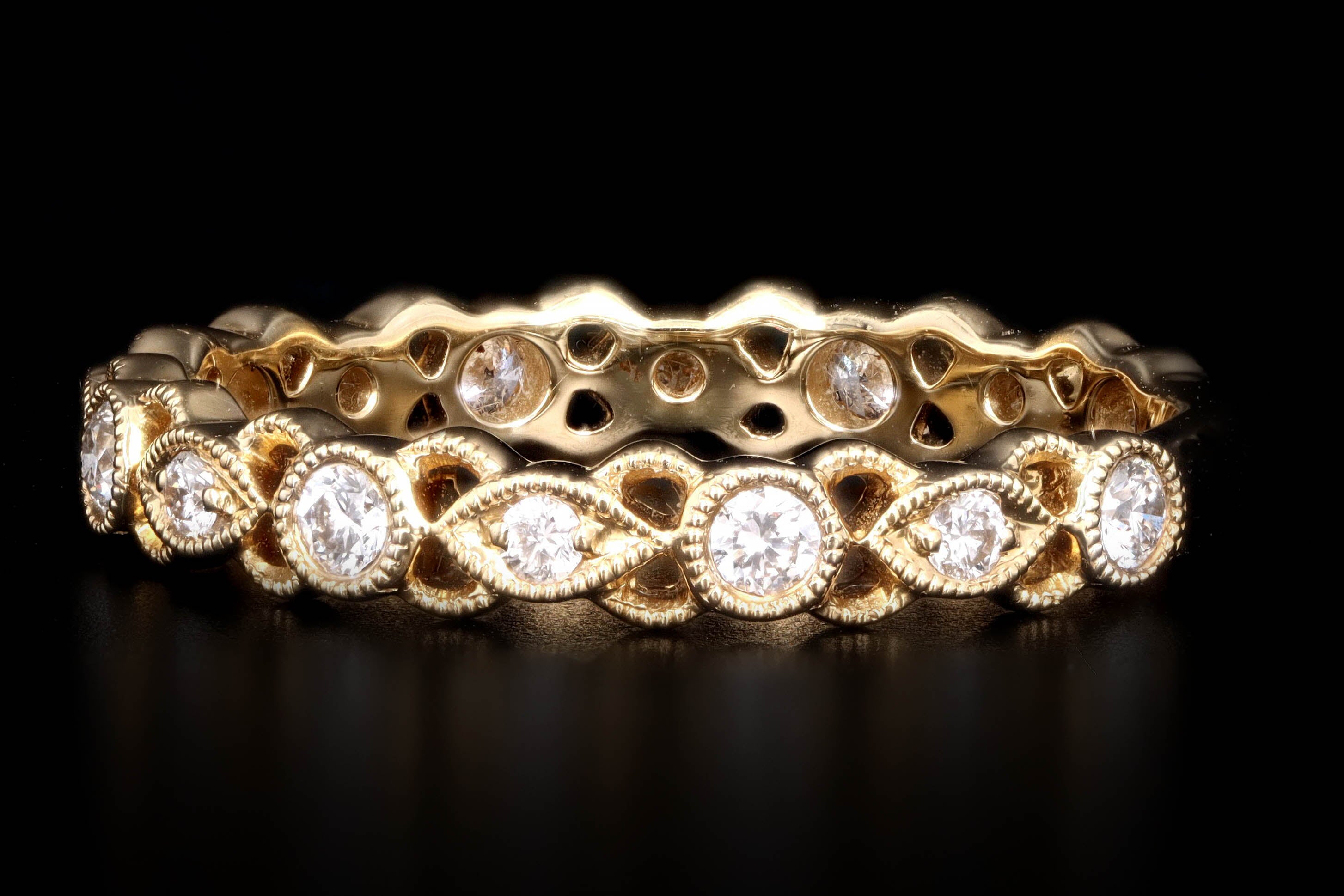18K Yellow Gold .34 Carat Round Brilliant Cut Diamond Band - Queen May