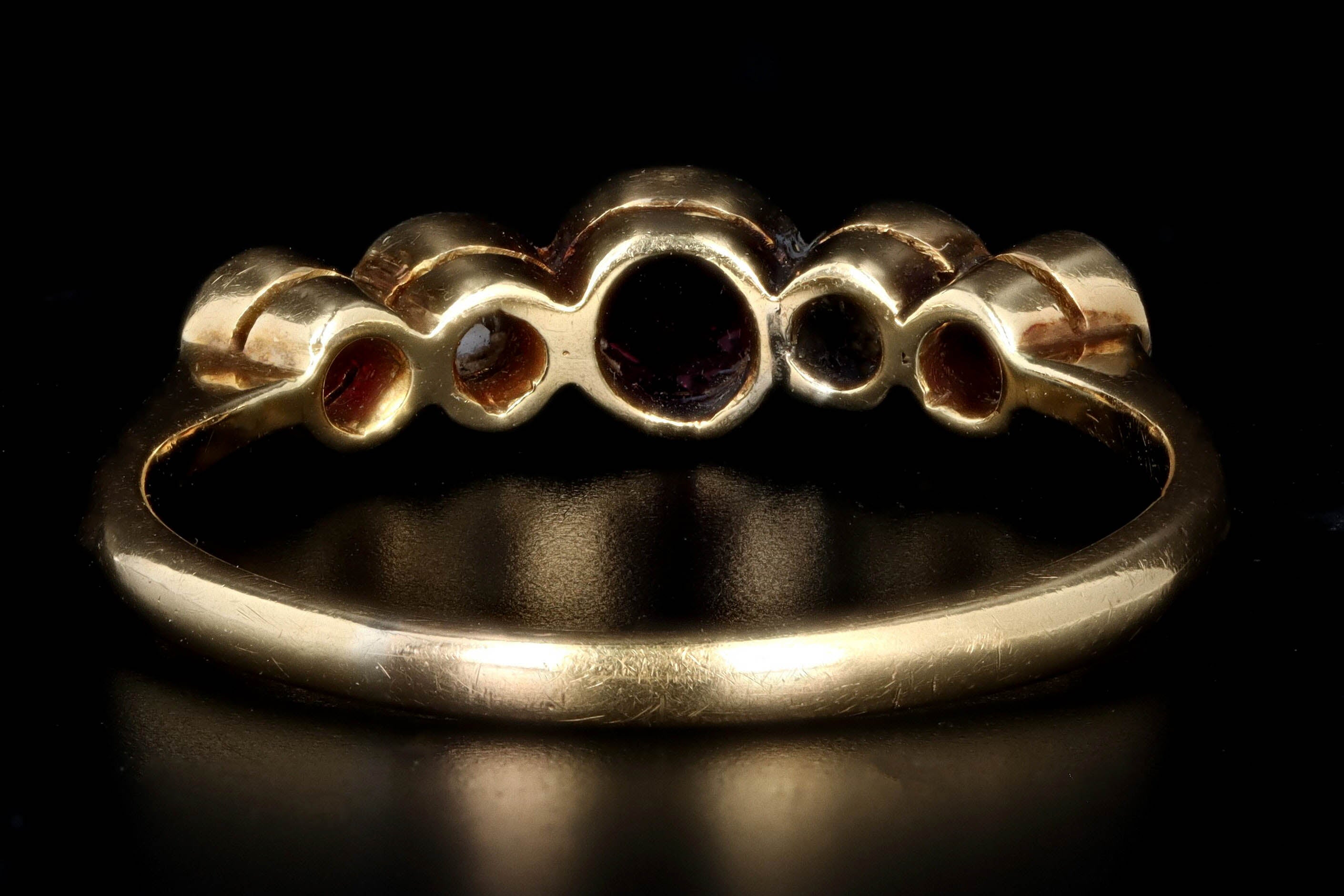 Victorian 18K Yellow Gold & Platinum Natural Ruby & Diamond Ring - Queen May