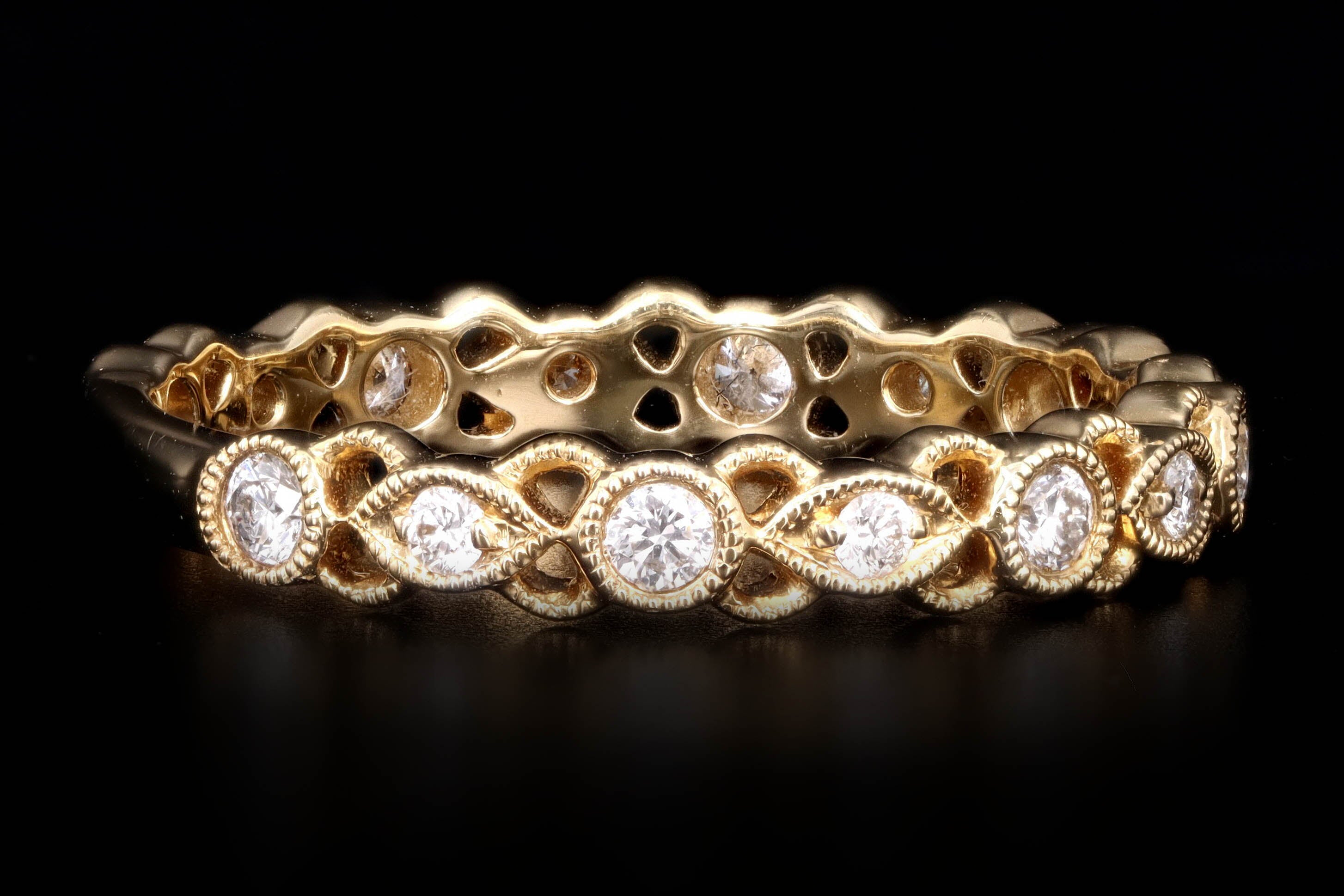 18K Yellow Gold .34 Carat Round Brilliant Cut Diamond Band - Queen May