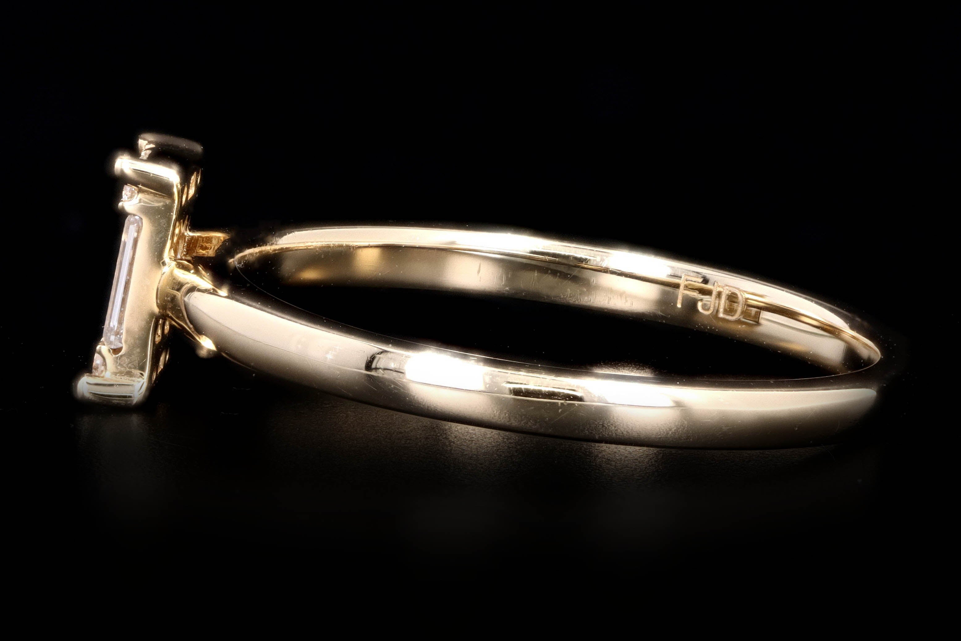 New 14K Gold Baguette & Round Brilliant Diamond Mosaic Ring - Queen May