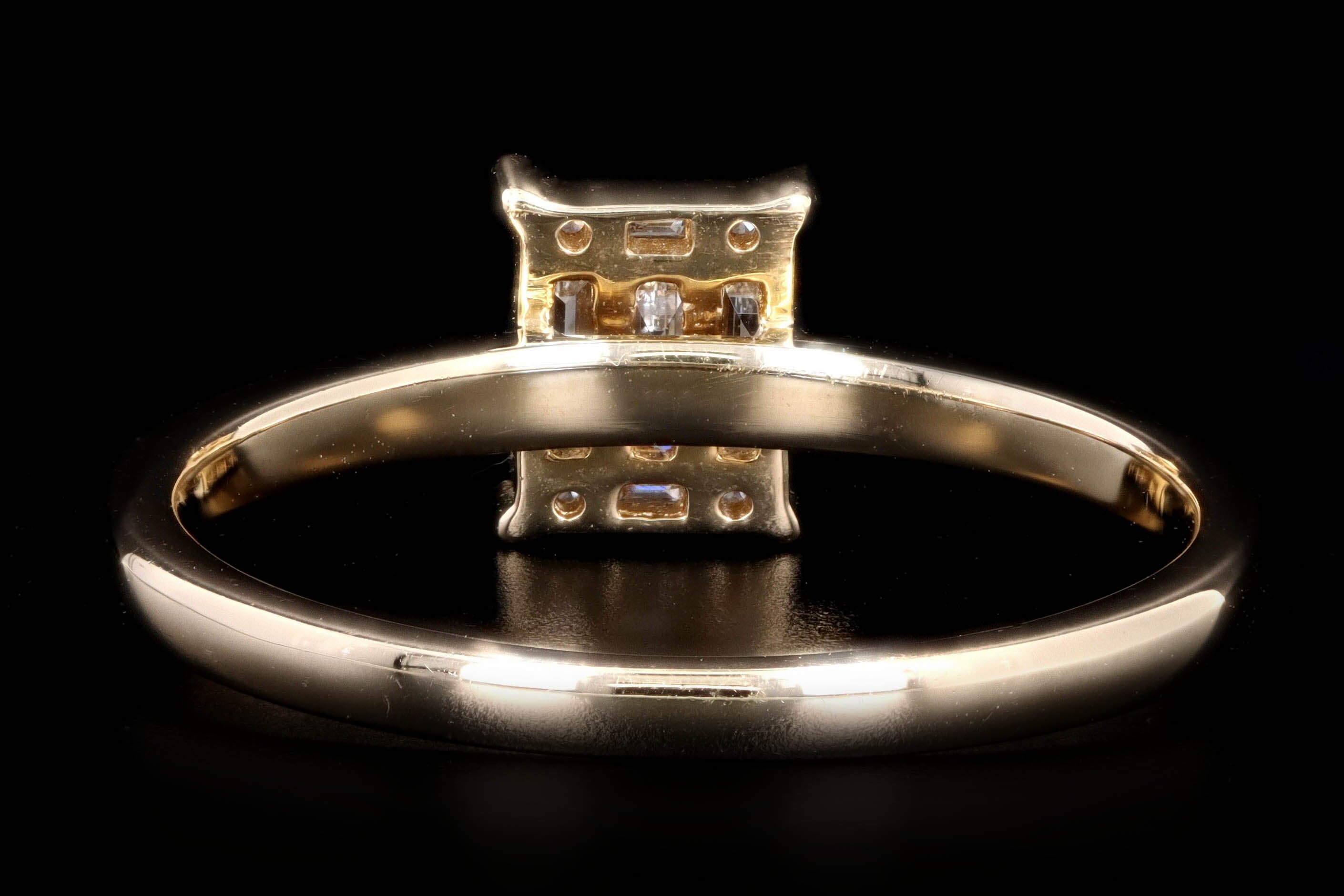 New 14K Gold Baguette & Round Brilliant Diamond Mosaic Ring - Queen May