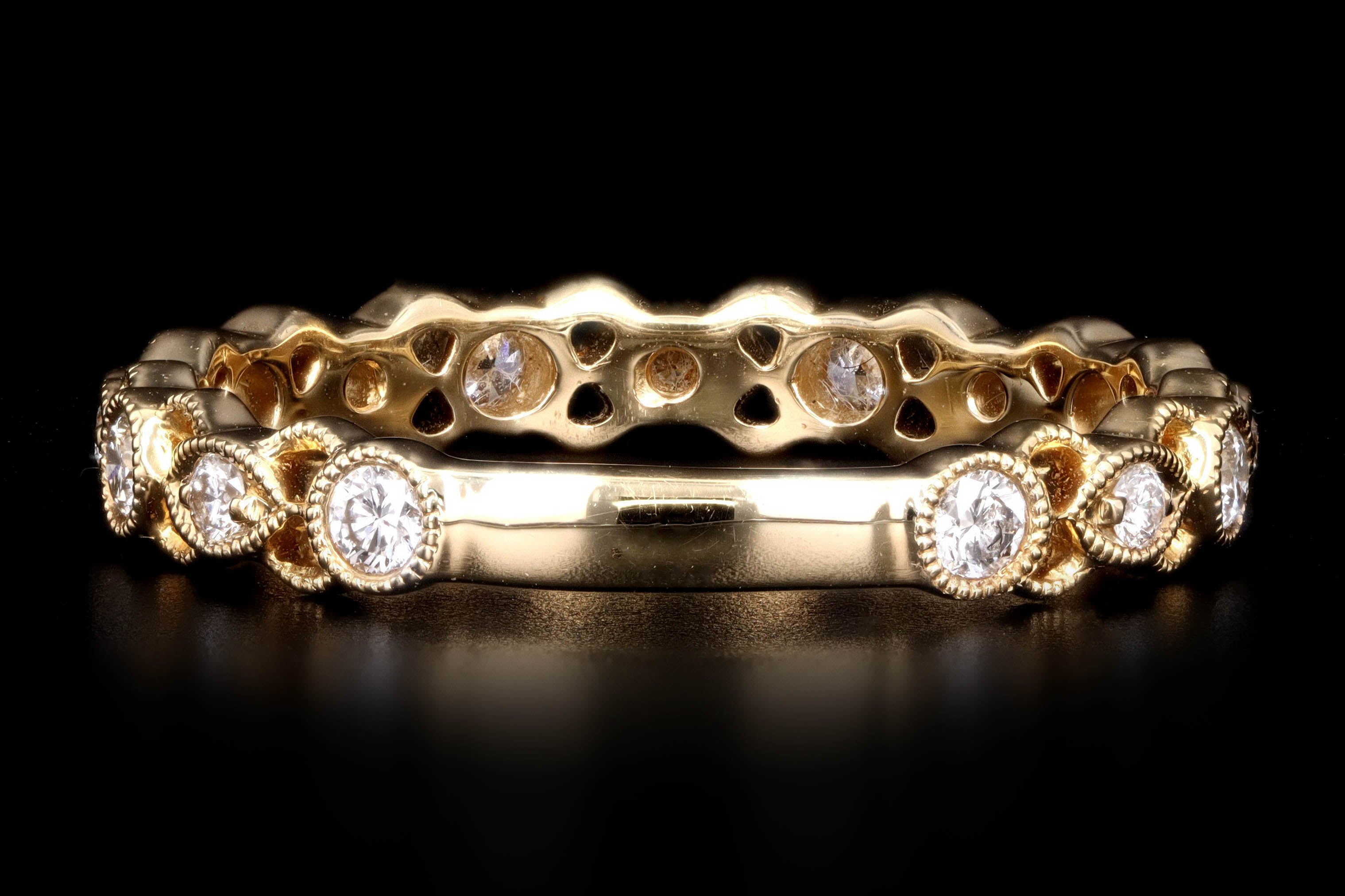 18K Yellow Gold .34 Carat Round Brilliant Cut Diamond Band - Queen May
