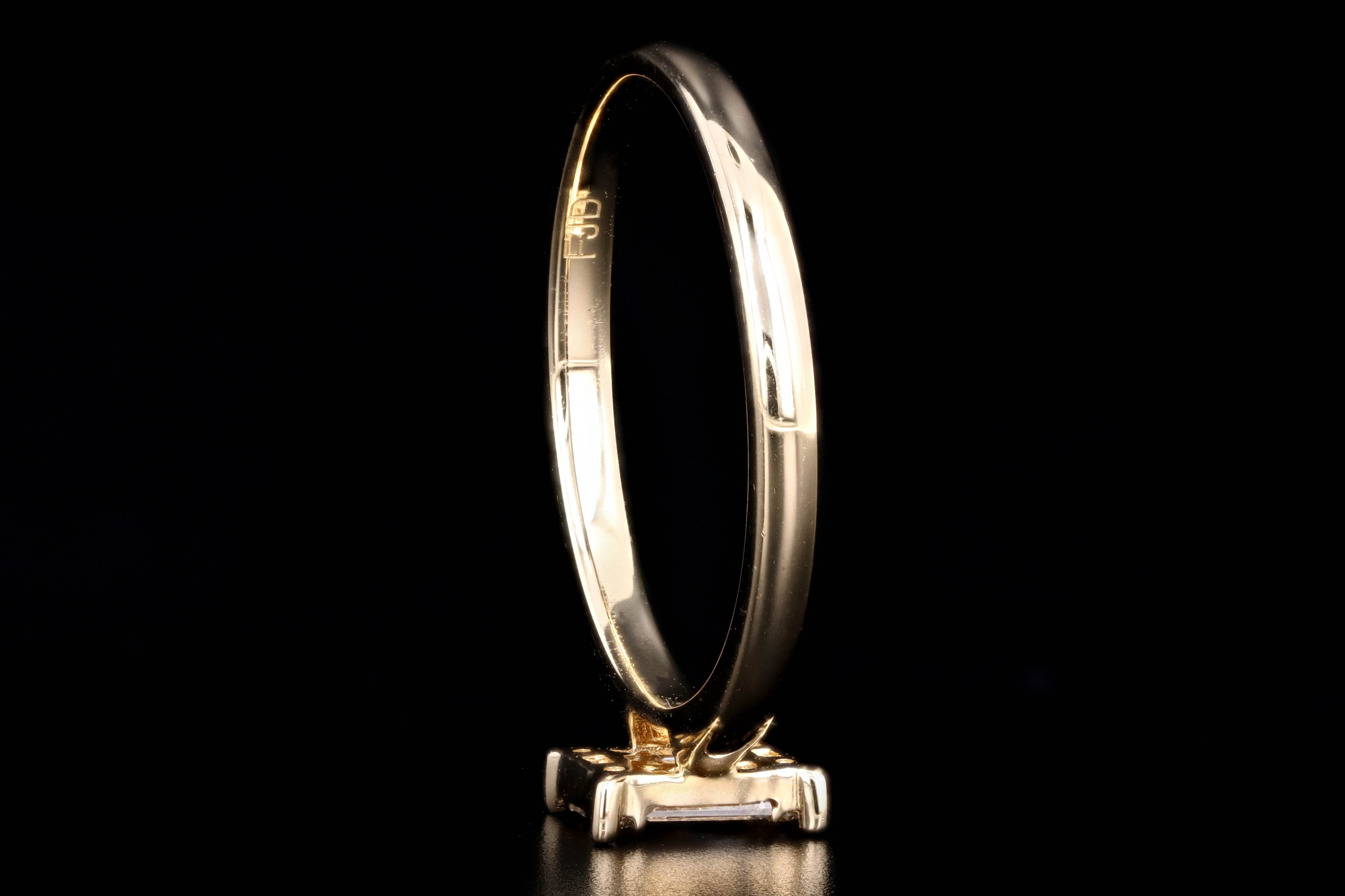 New 14K Gold Baguette & Round Brilliant Diamond Mosaic Ring - Queen May