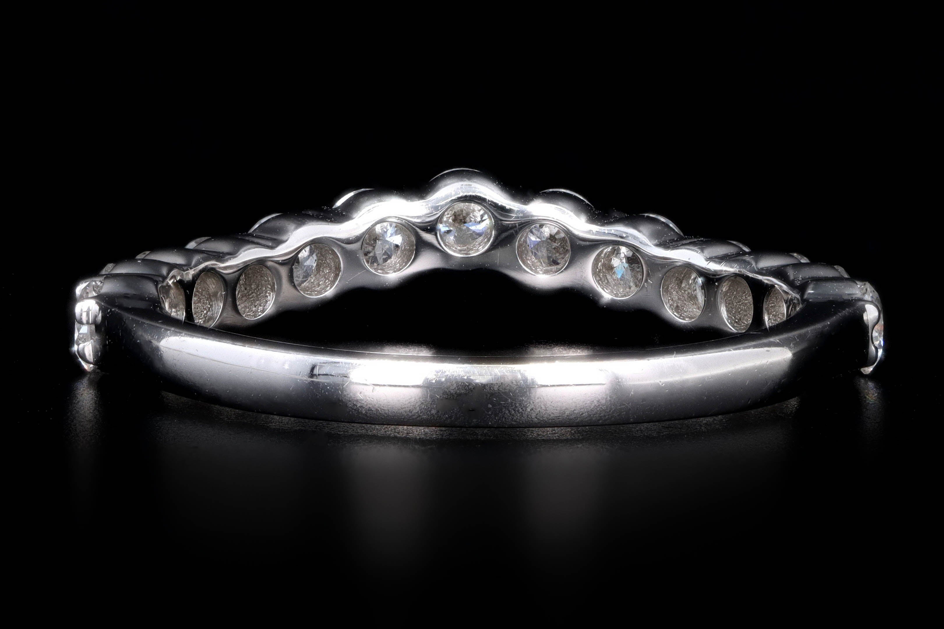 New 18K White Gold .73 Carat Round Brilliant Diamond Contour Band - Queen May