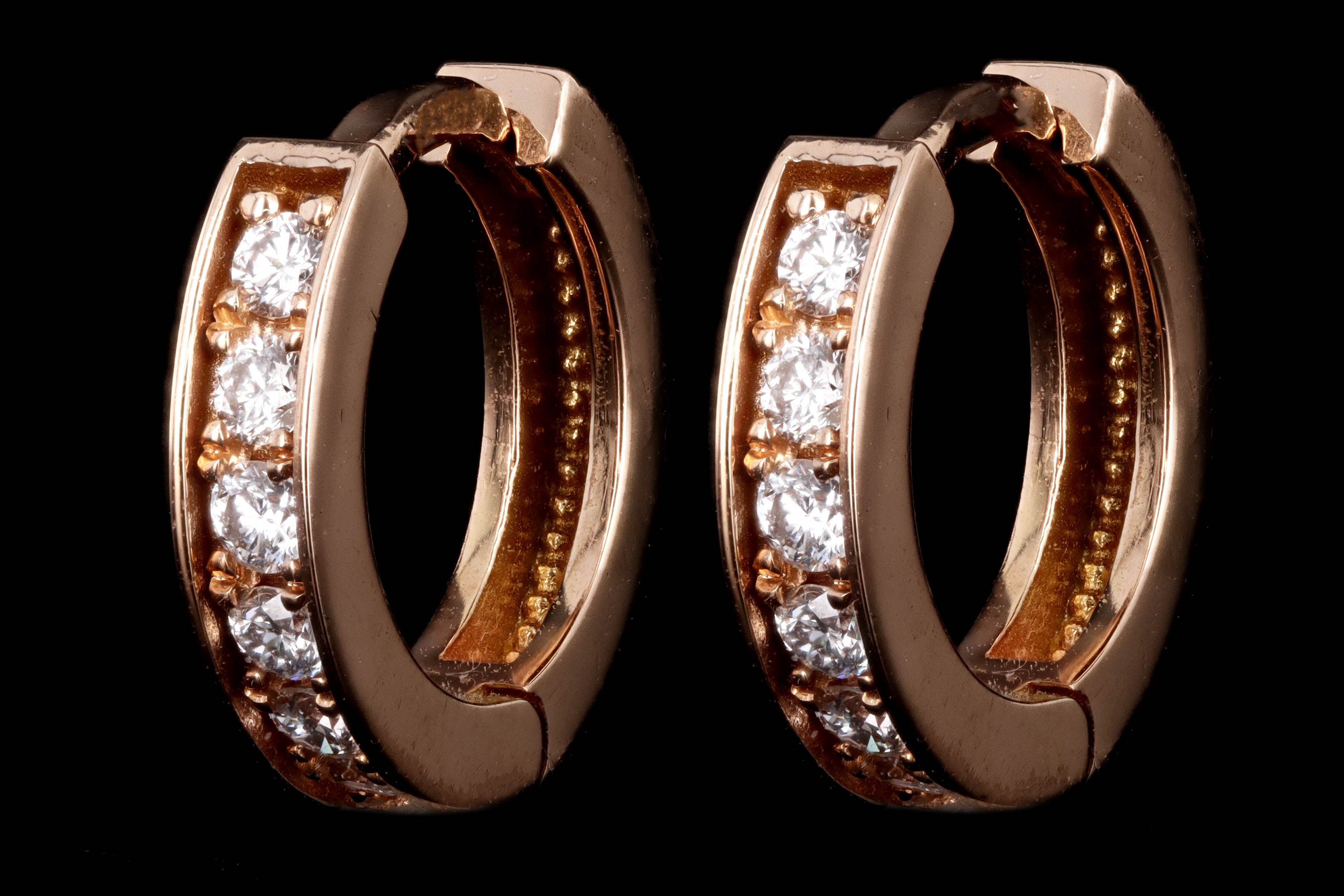 New 14K Gold 10mm Diamond Huggie Earrings - Queen May