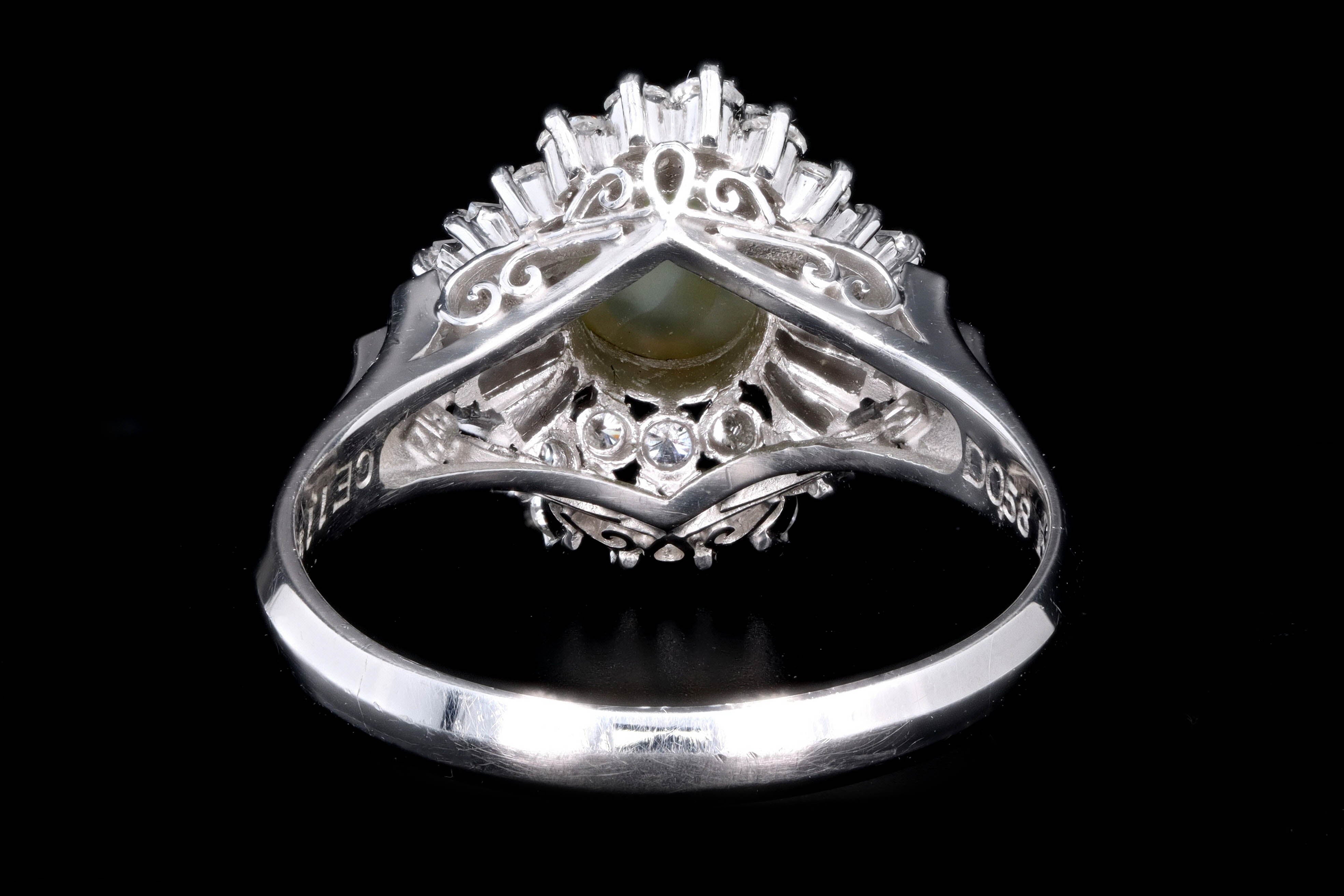 Retro Platinum 1.19 Carat Cat's Eye Chrysoberyl & Diamond Ring - Queen May