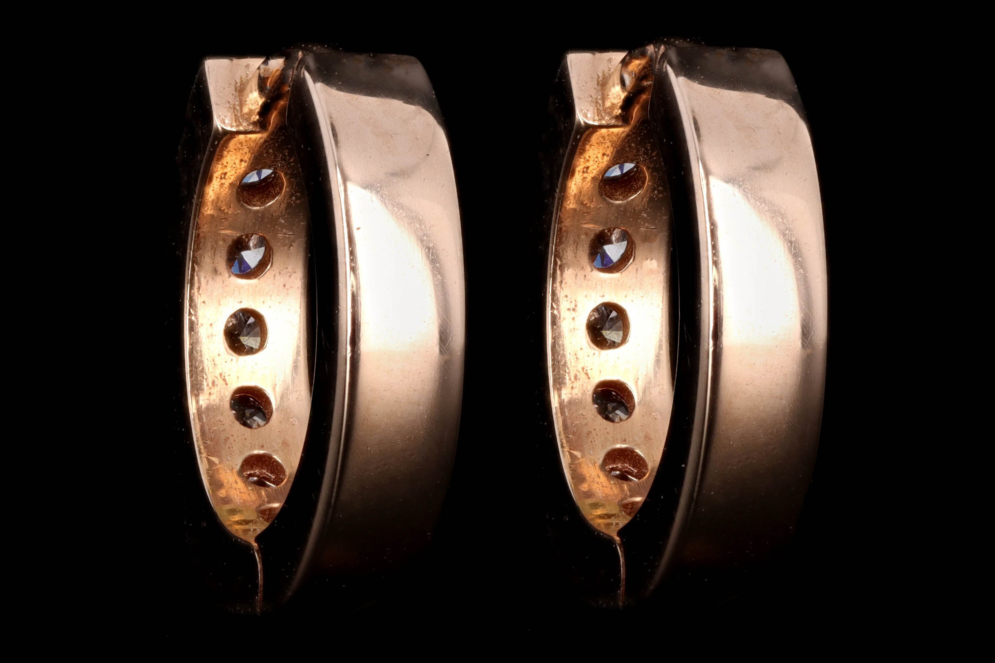 New 14K Gold 10mm Diamond Huggie Earrings - Queen May