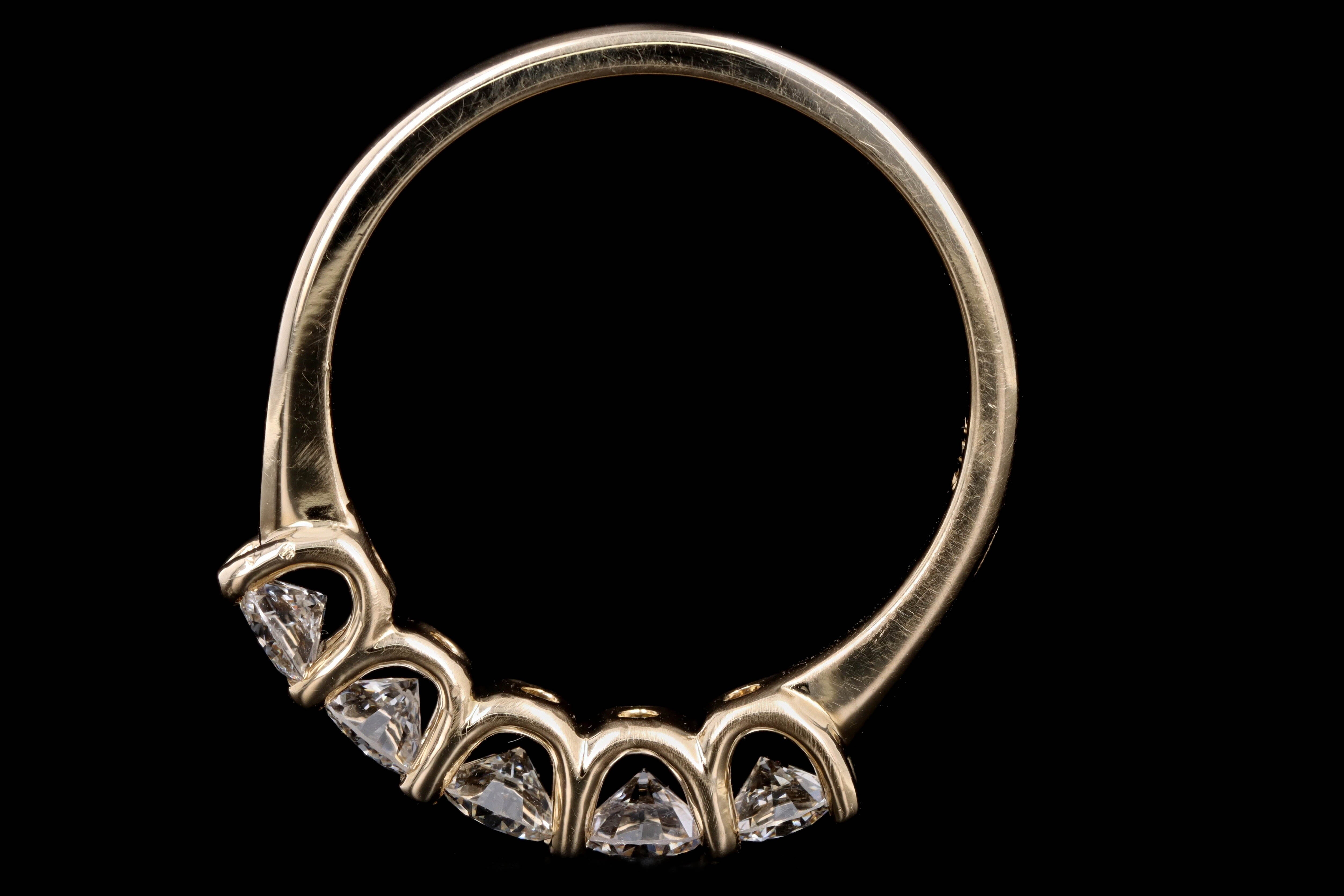 New 14K Yellow Gold 1.52 Carat Round Brilliant Cut Diamond Five Stone Band - Queen May