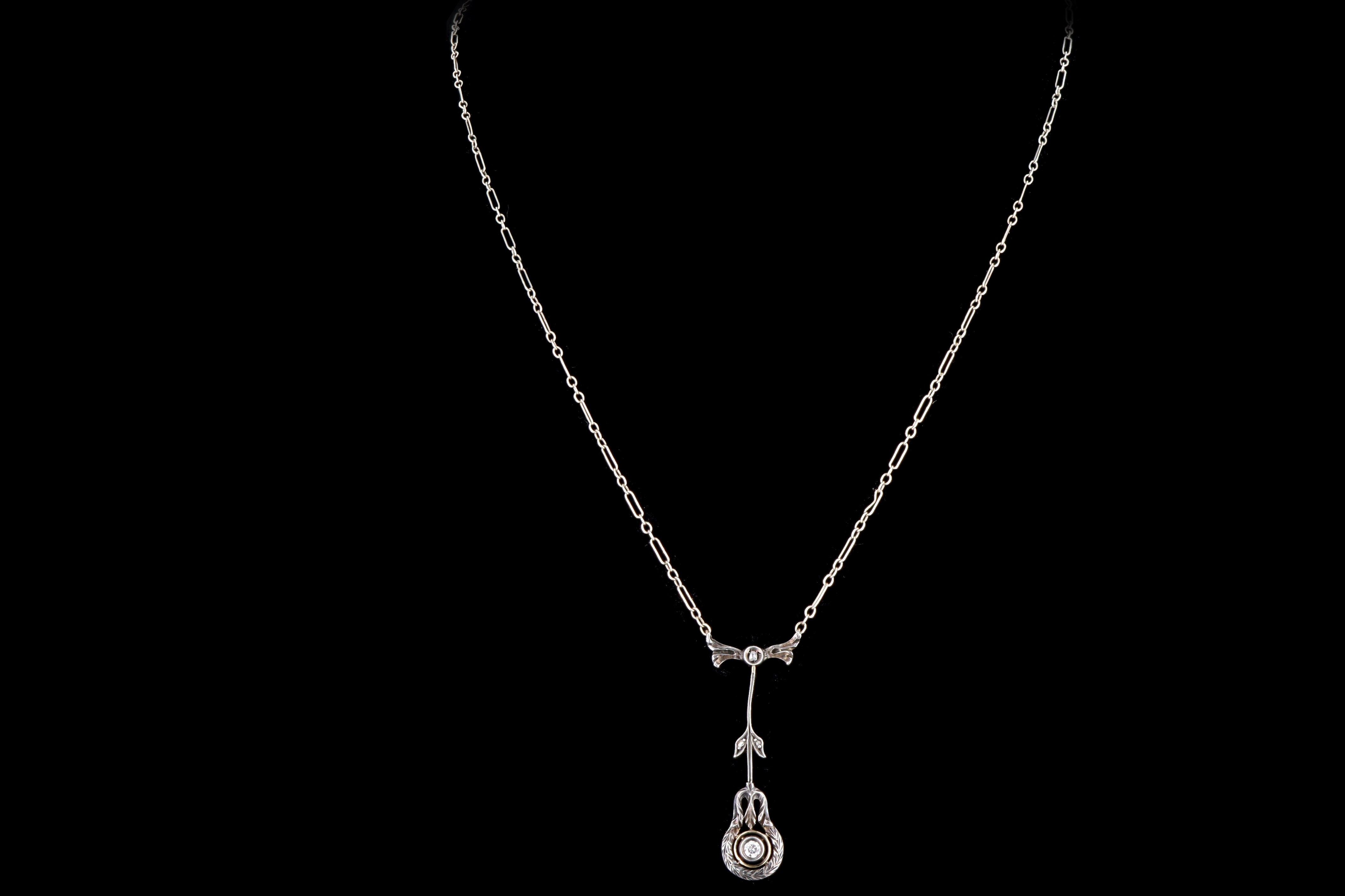 Edwardian Empire Style 14K Gold & Sterling Silver Diamond Necklace - Queen May