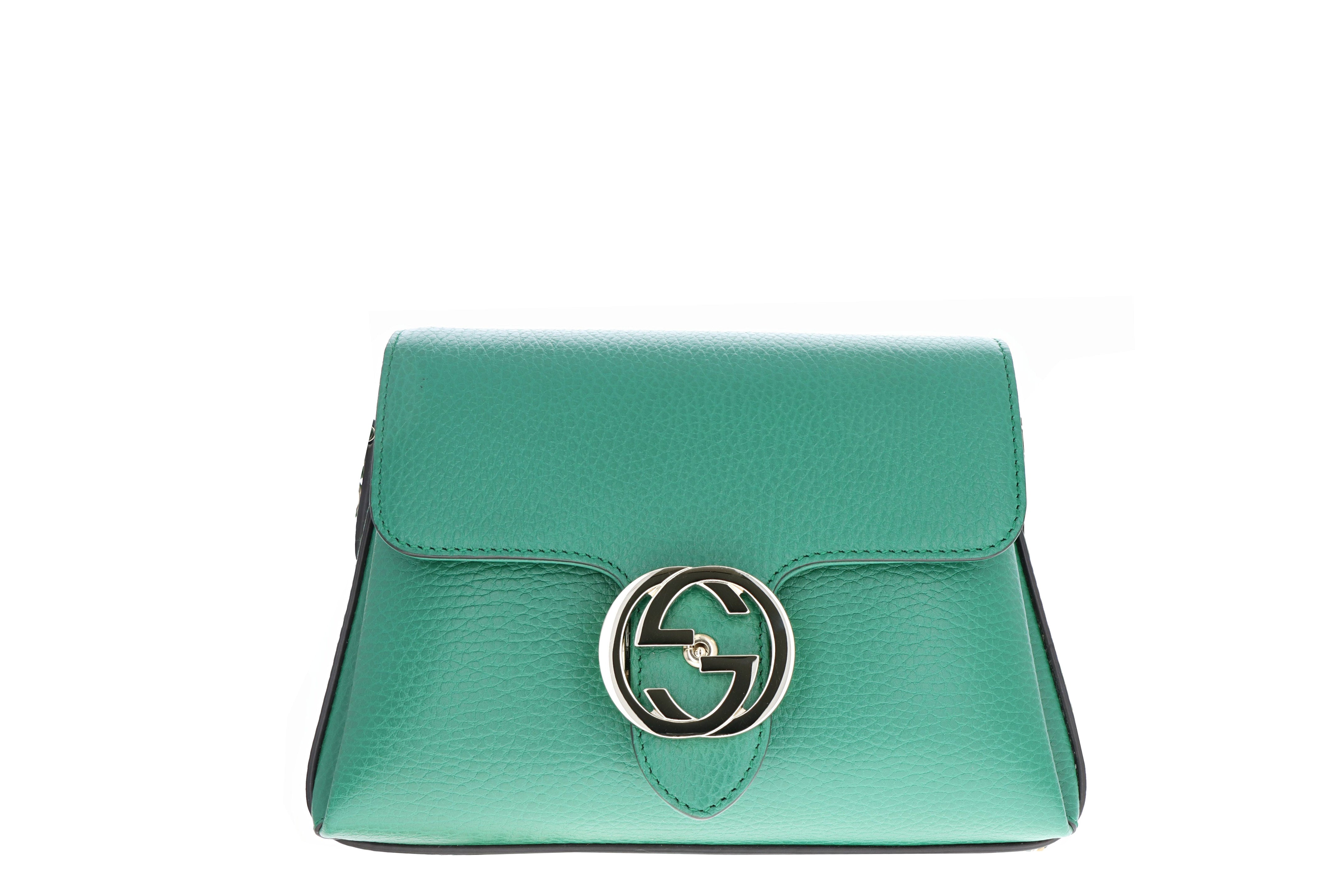 Gucci Dollar Calfskin Interlocking G Small Green Crossbody - Queen May