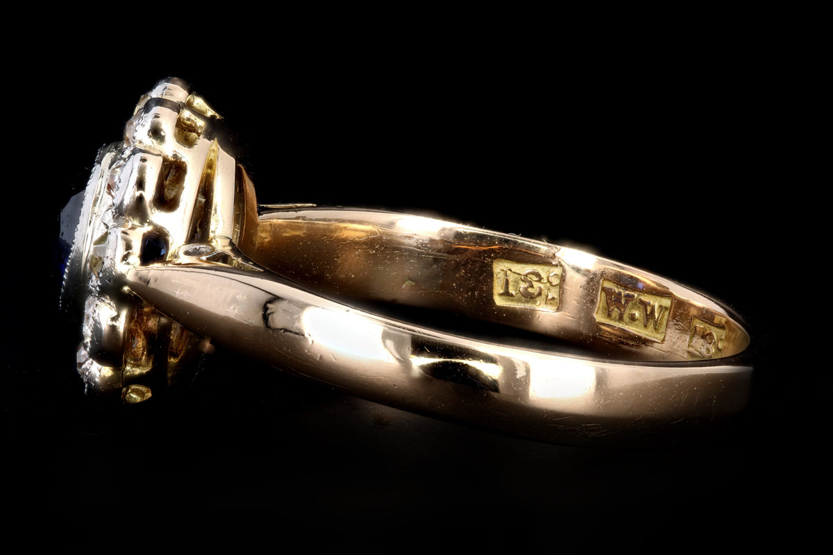 Art Deco 18K Yellow Gold & Platinum .40 Carat Sapphire & Diamond Ring - Queen May