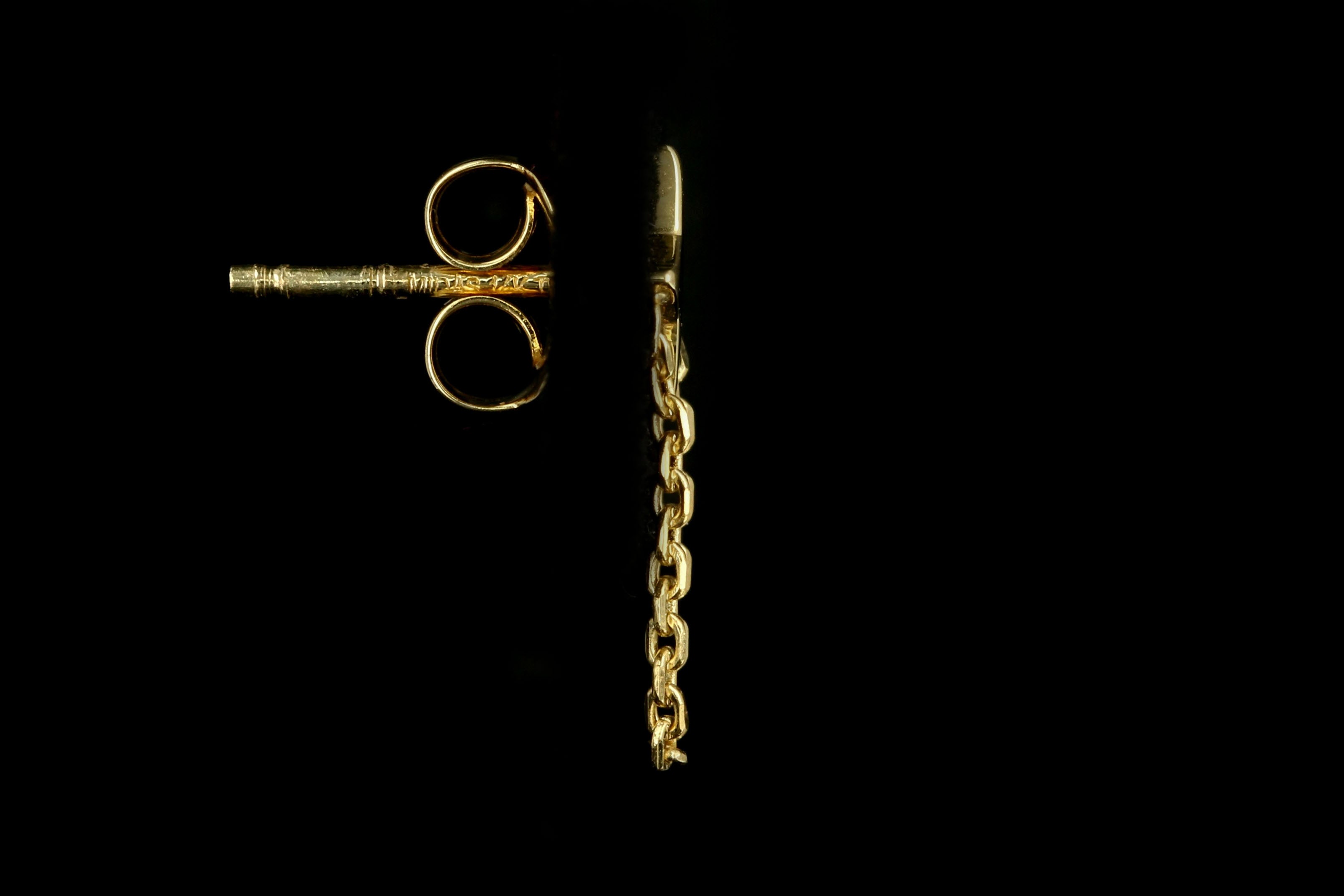 New 14K Yellow Gold Star Chain Stud Earrings - Queen May