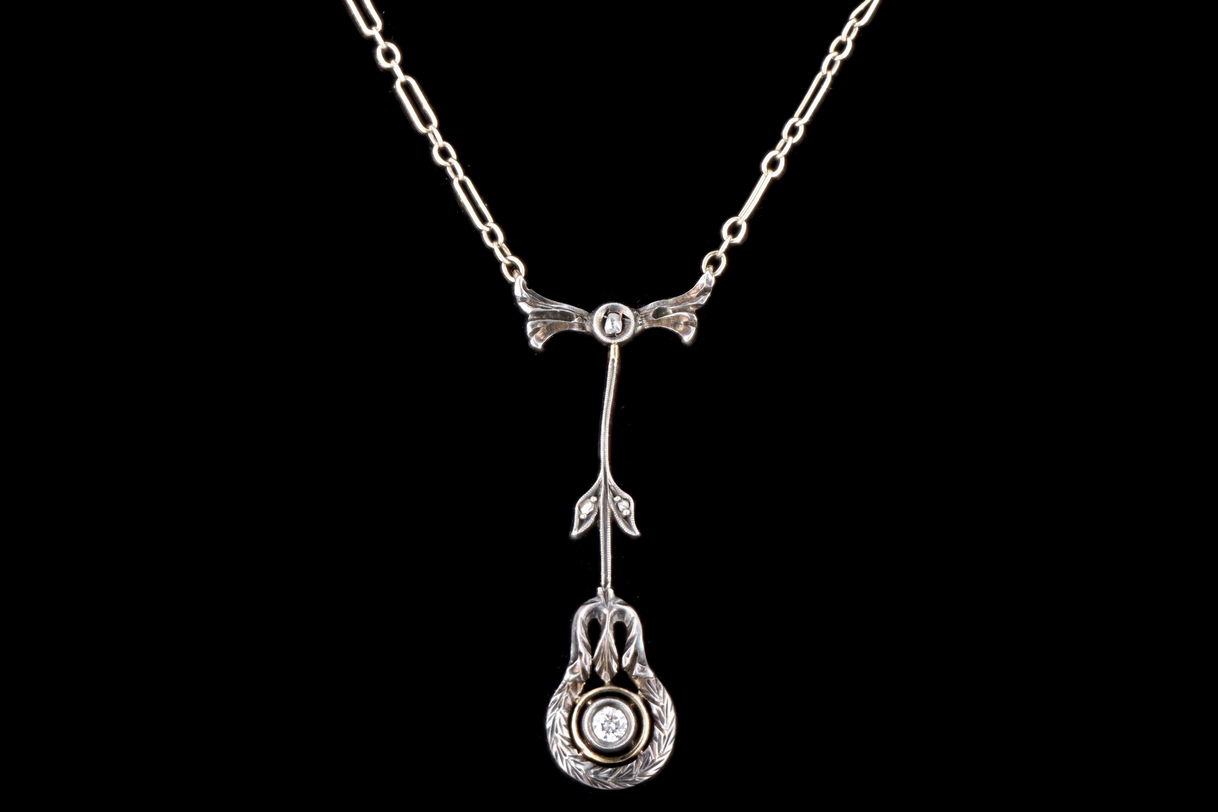 Edwardian Empire Style 14K Gold & Sterling Silver Diamond Necklace - Queen May