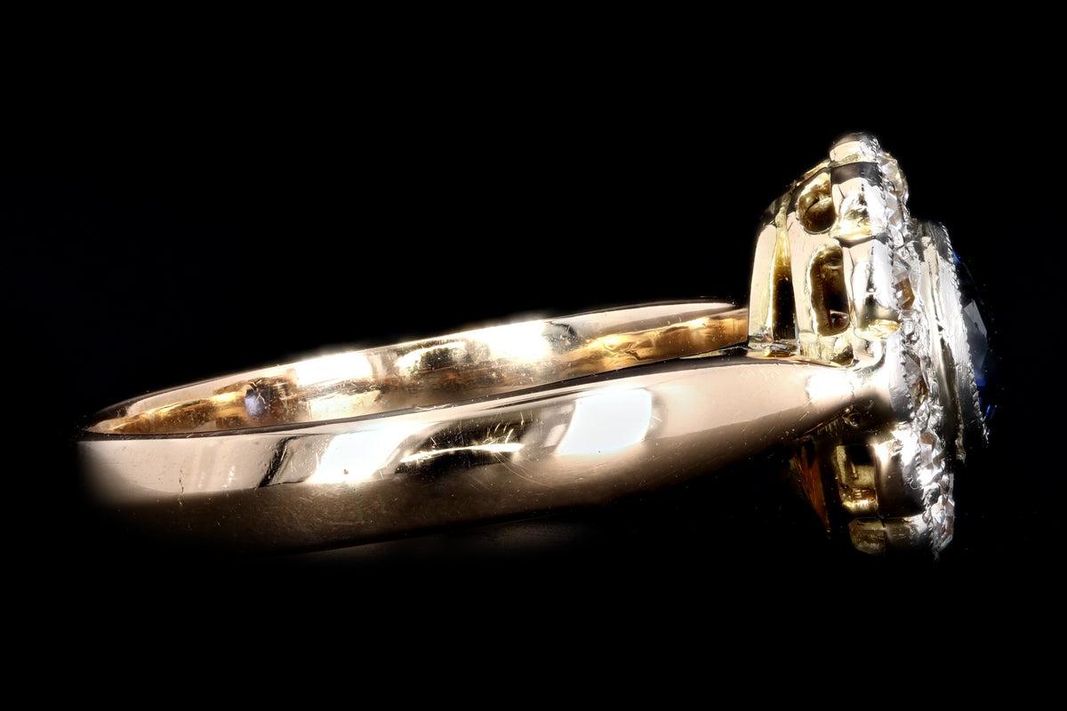 Art Deco 18K Yellow Gold & Platinum .40 Carat Sapphire & Diamond Ring - Queen May