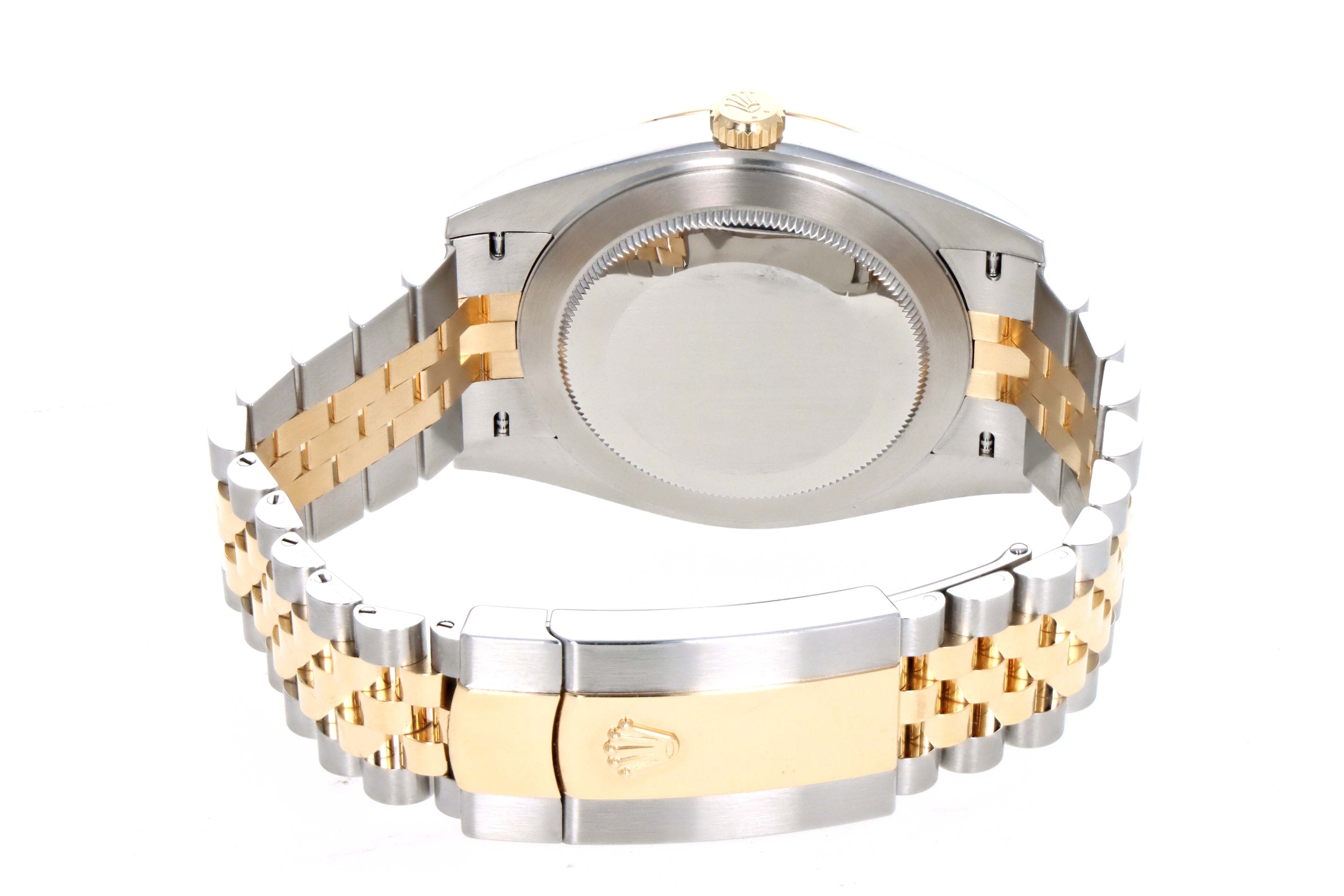 Rolex Datejust 41mm Two Tone Yellow Gold Jubilee Black Diamond Dial Model 126333 - Queen May