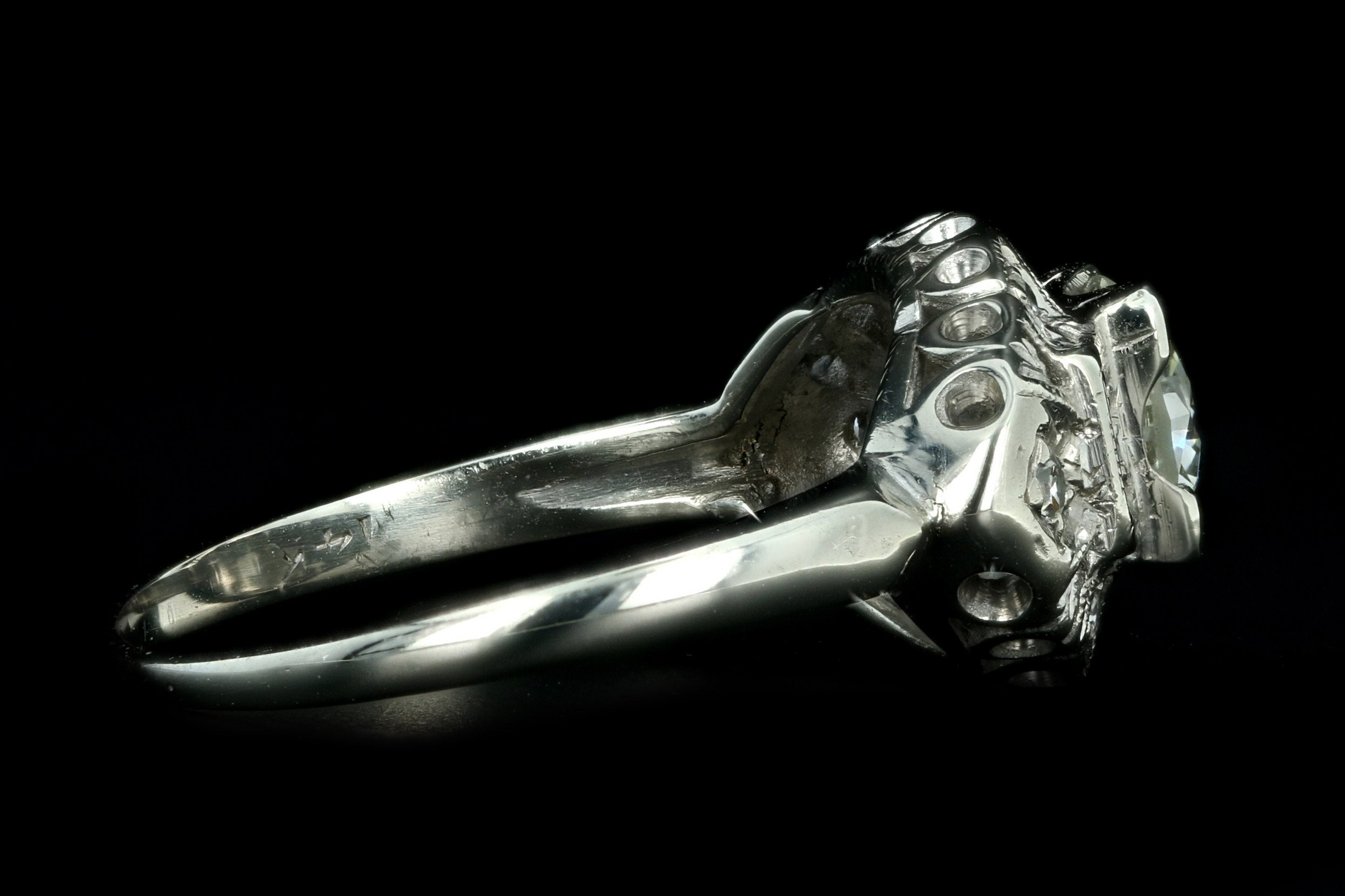 Art Deco 14K White Gold 1 Carat Old European Cut Diamond Engagement Ring - Queen May