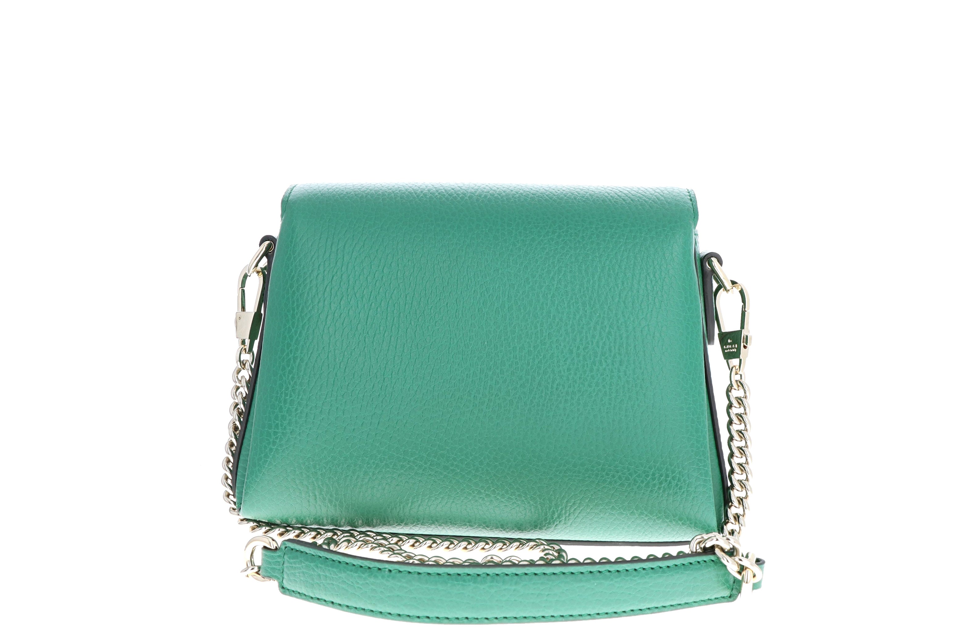 Gucci Dollar Calfskin Interlocking G Small Green Crossbody - Queen May