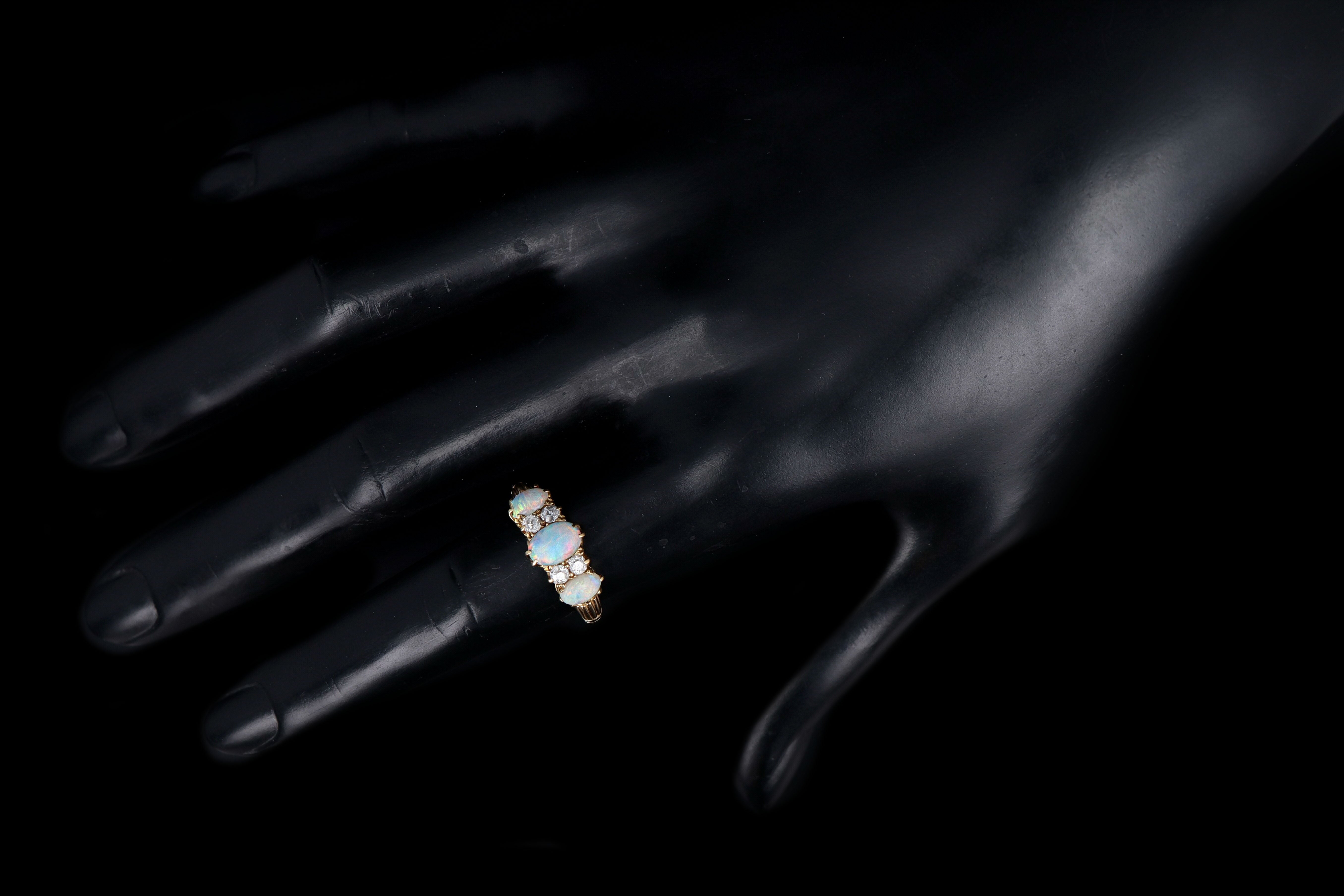 Victorian 18k yellow gold opal and diamond ring - Queen May