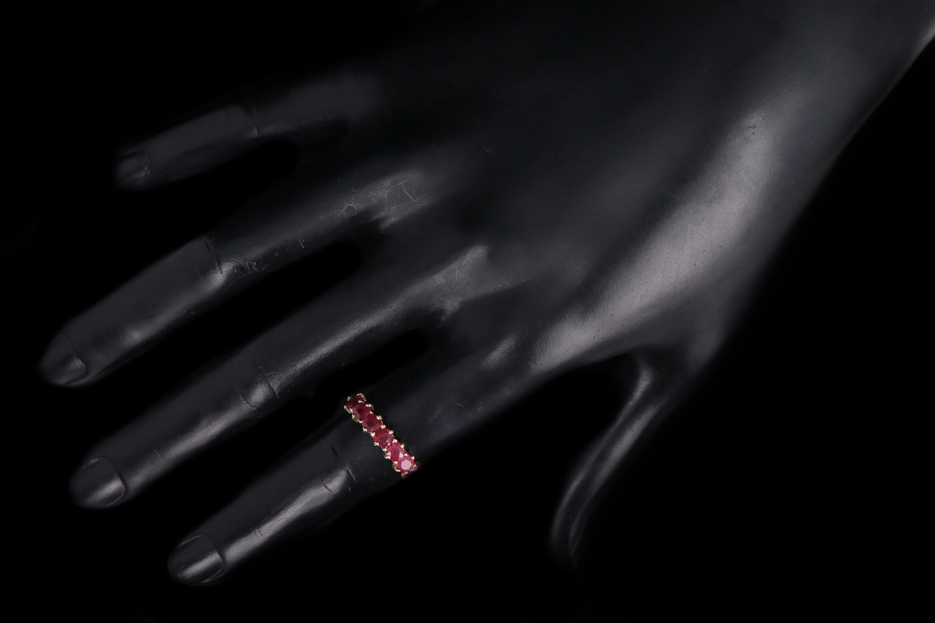 Vintage 14K Yellow Gold Natural Ruby Band - Queen May