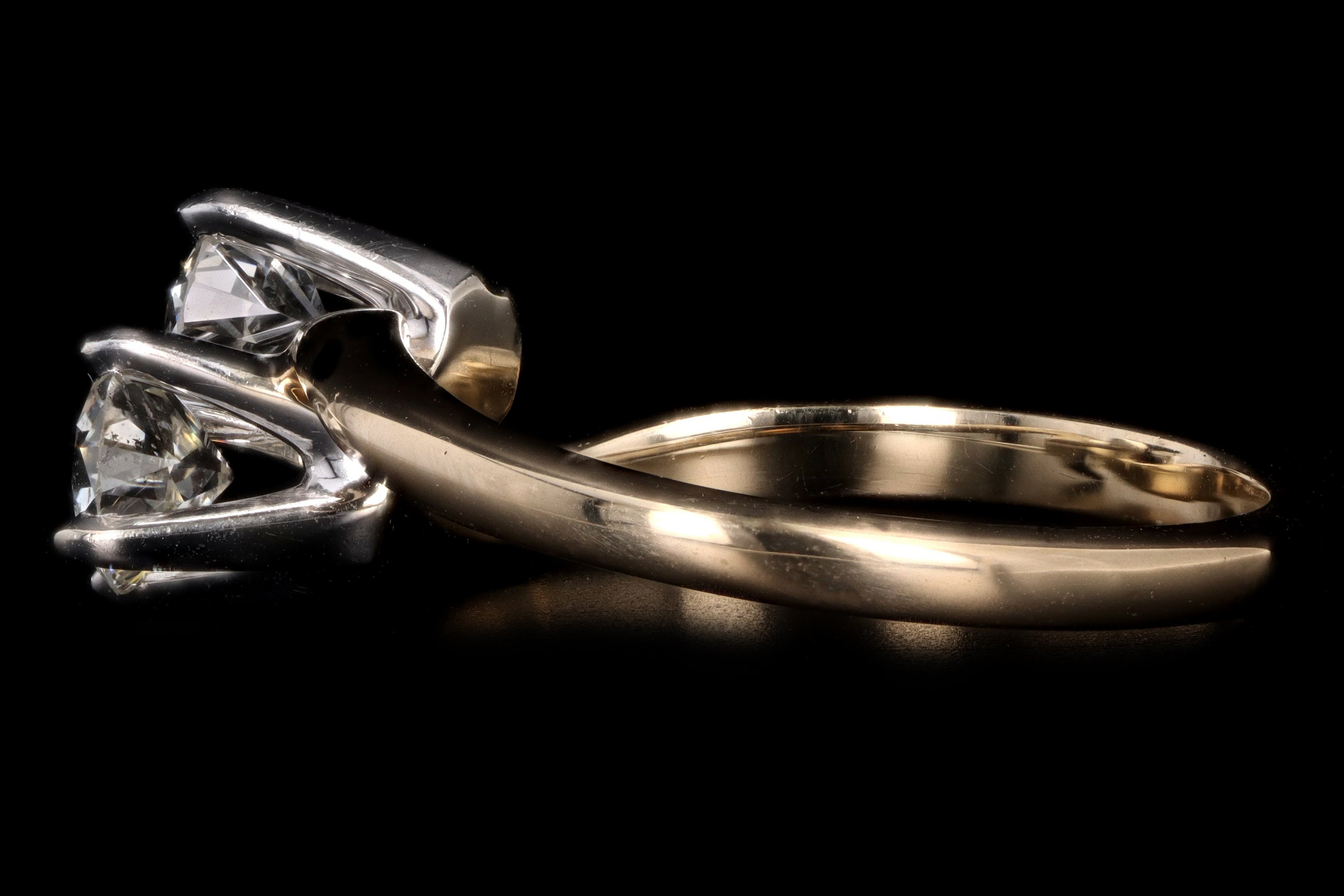 Vintage 14K Gold Old European Cut Diamond Toi Et Moi Ring - Queen May