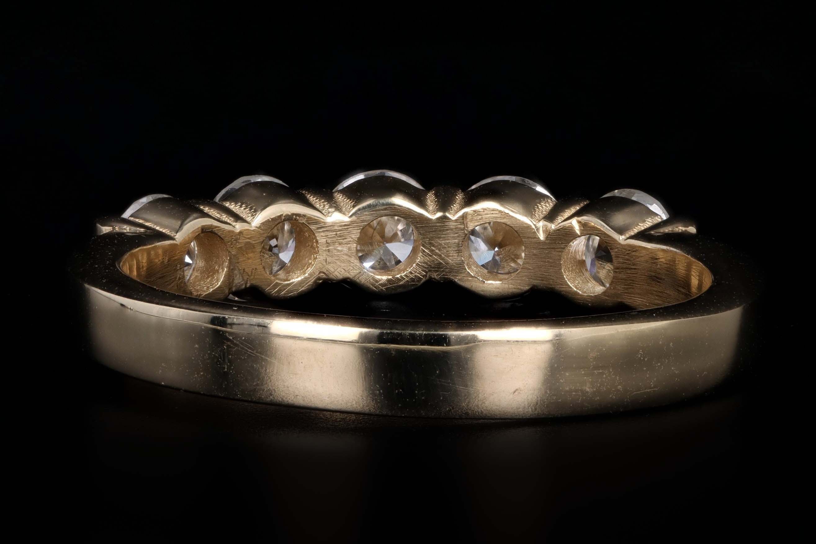 New Platinum or 14K Yellow Gold 1 Carat Total Weight Diamond Five Stone Band - Queen May
