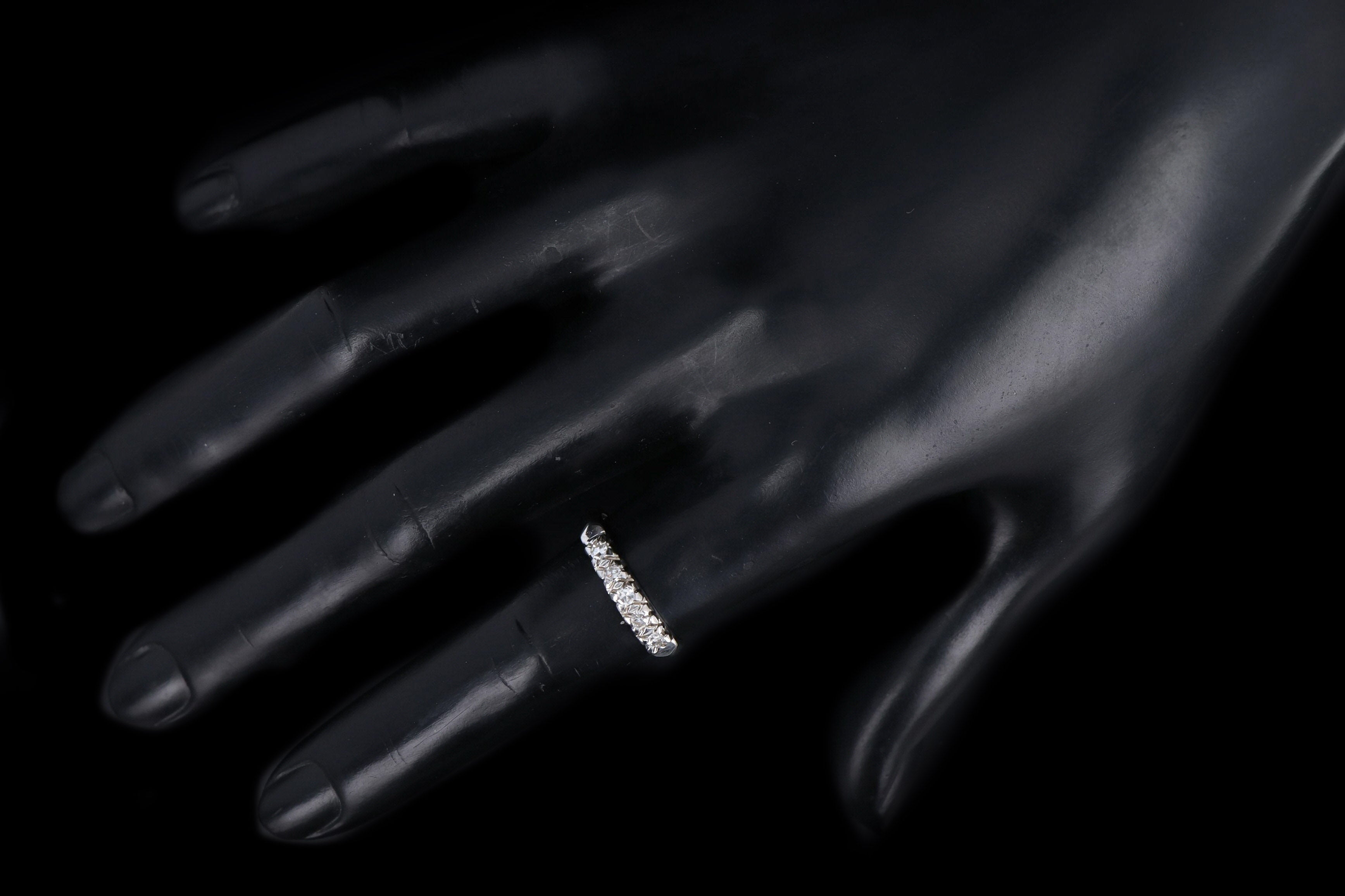 Vintage 14K White Gold .1 Carat Total Weight Diamond Wedding Band - Queen May