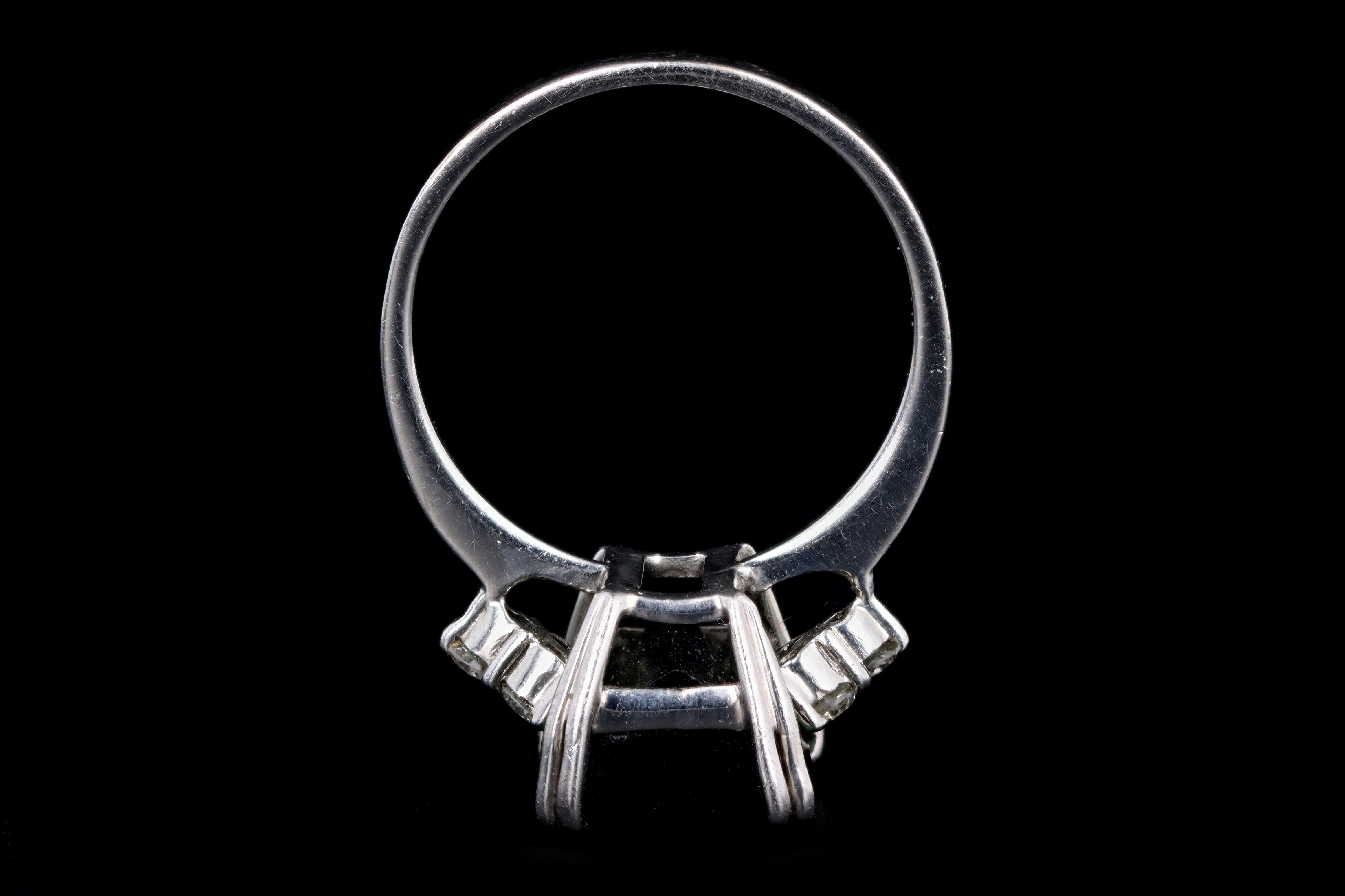 Modern 18K White Gold 4.05 Carat Emerald Cut Green Tourmaline & Diamond Ring - Queen May